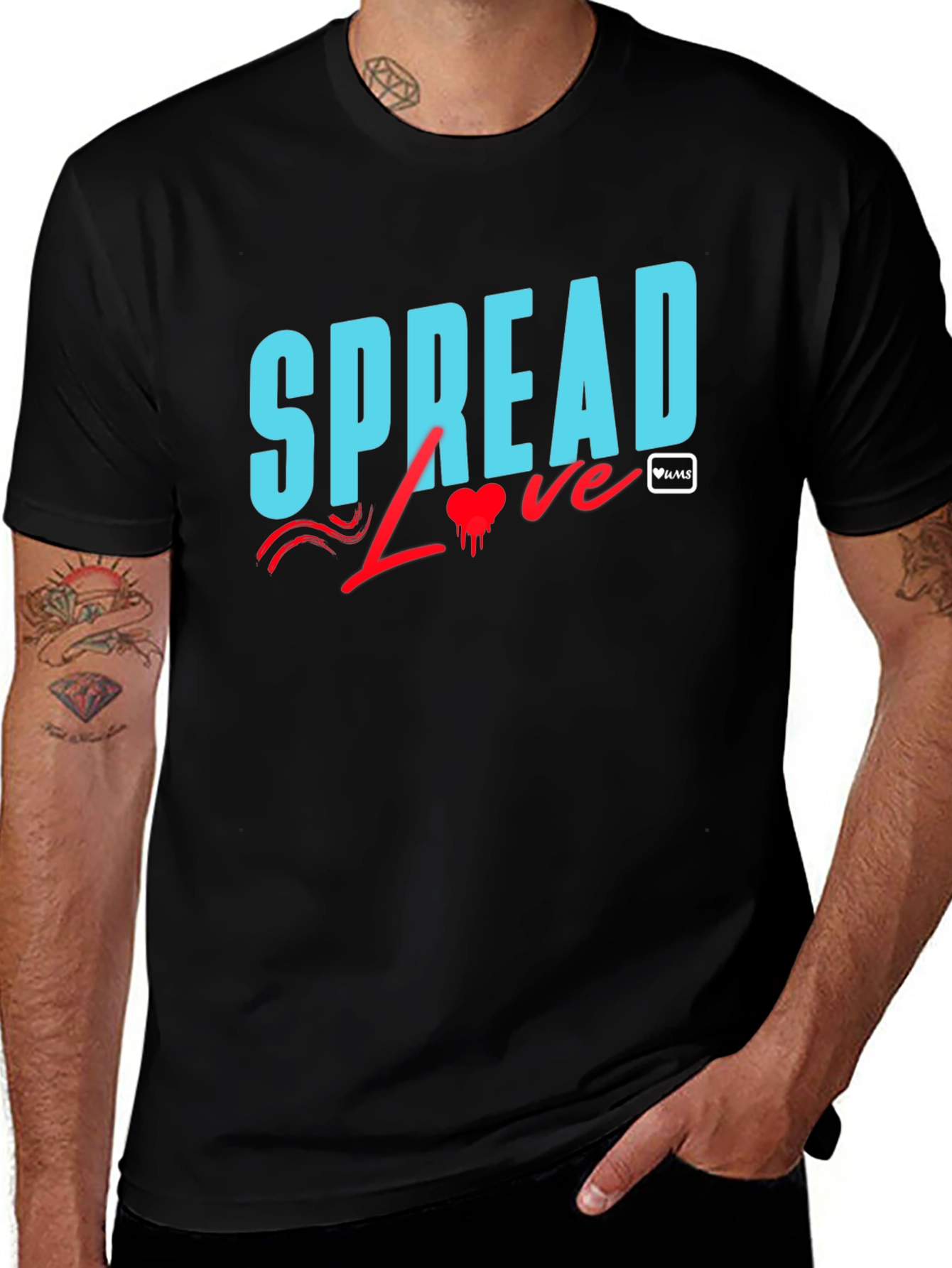 Variant 28 of Spread Love Graphic Tee - Black Cotton Casual T-Shirt