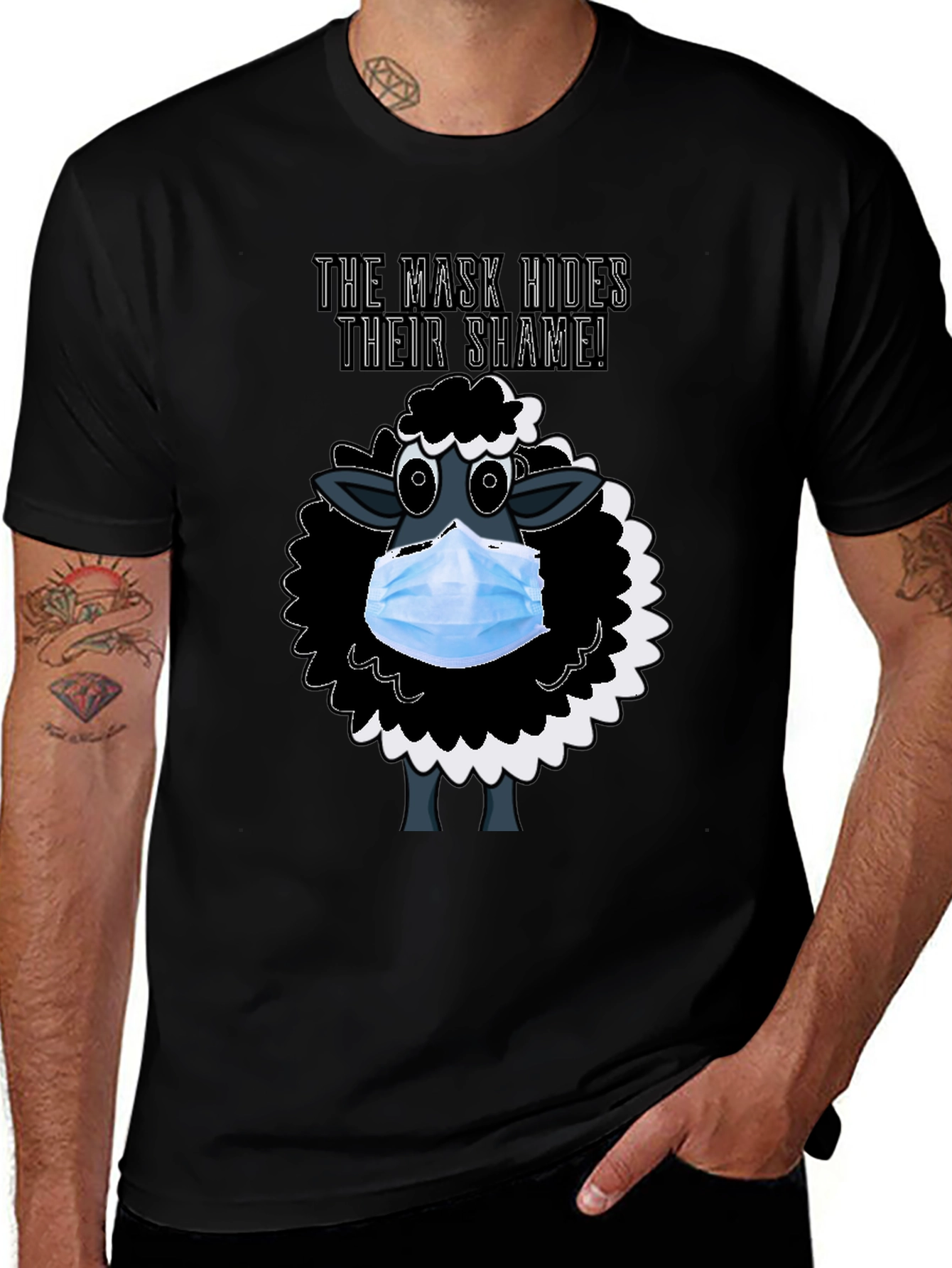 Variant 25 of Mask Hides Shame Sheep T-Shirt