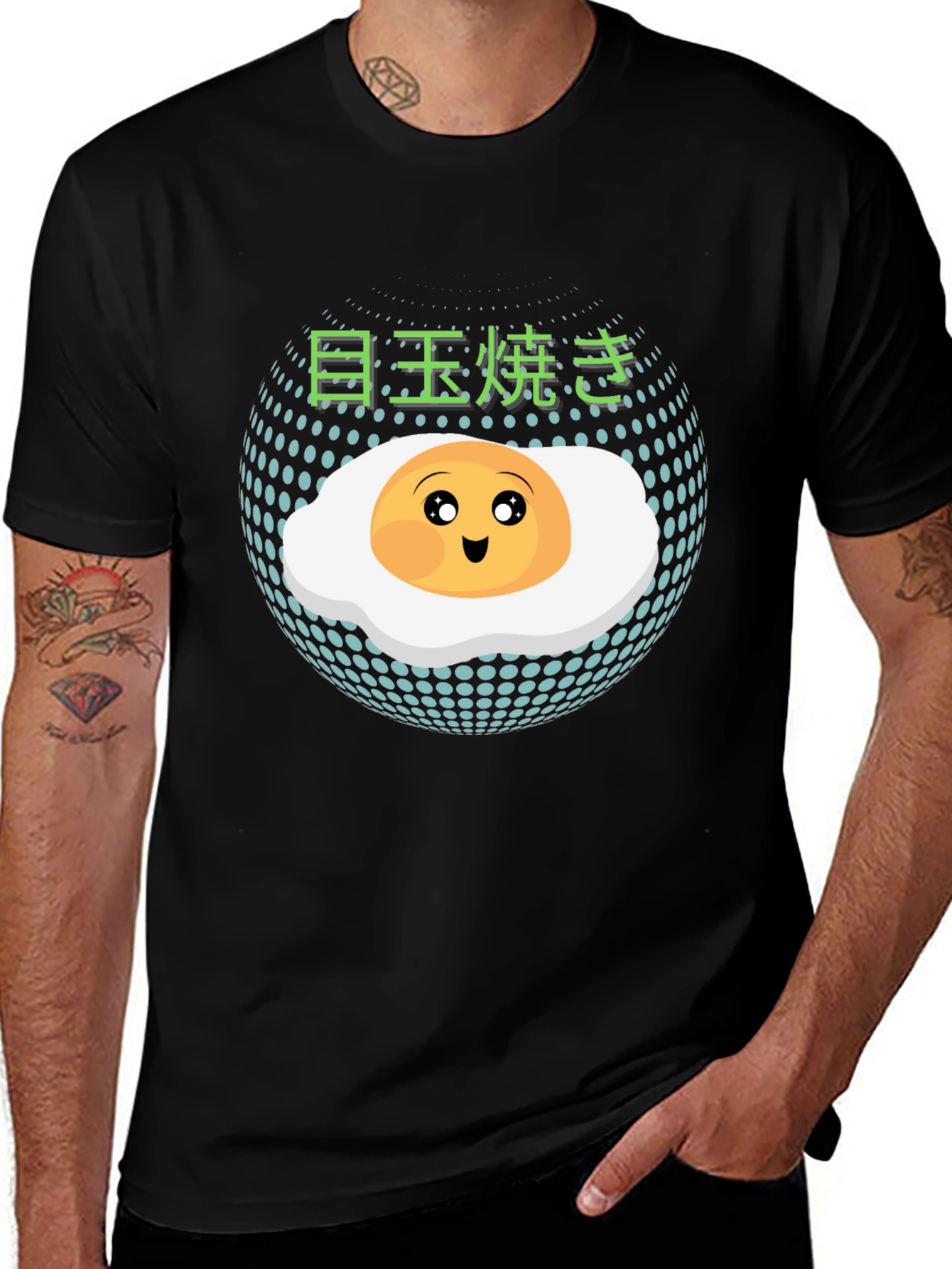 Kawaii Fried Egg Graphic Tee - Unisex Black T-Shirt