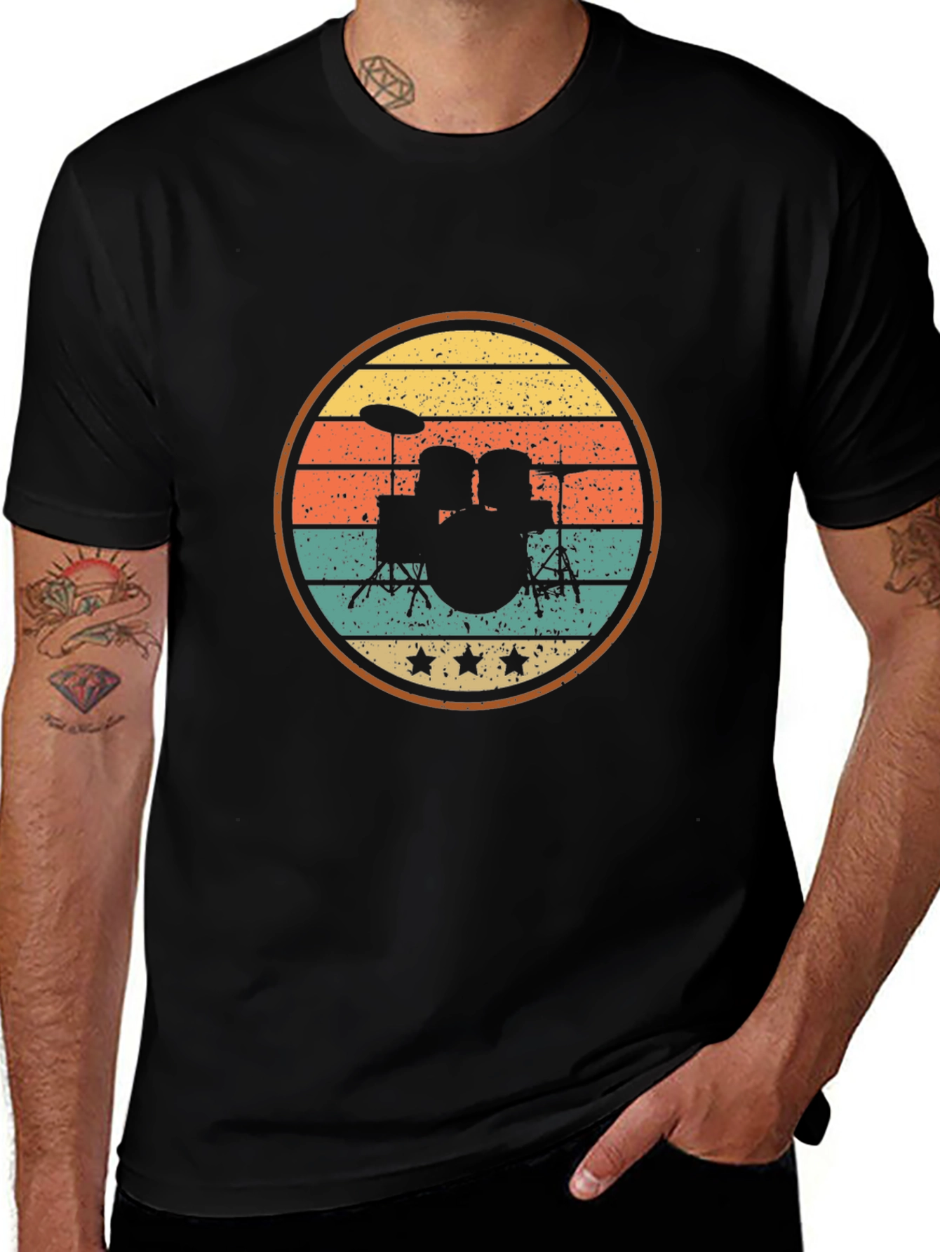 Variant 7 of Vintage Drummer Sunset T-Shirt - Retro Style