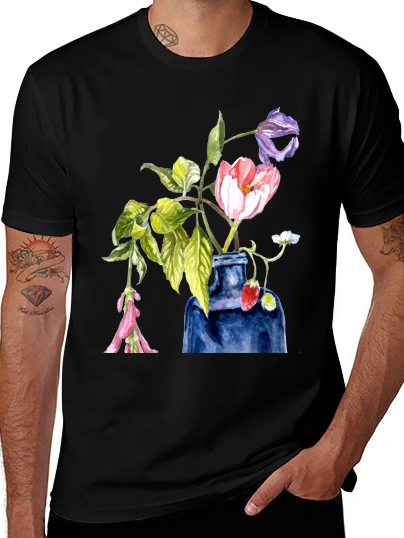 Variant 24 of Floral Vase T-Shirt - Unique Watercolor Design