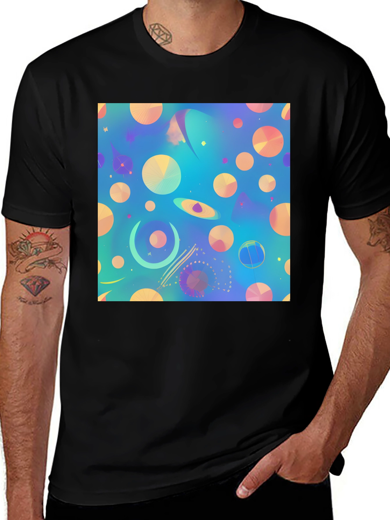 Variant 2 of Abstract Universe Print T-Shirt
