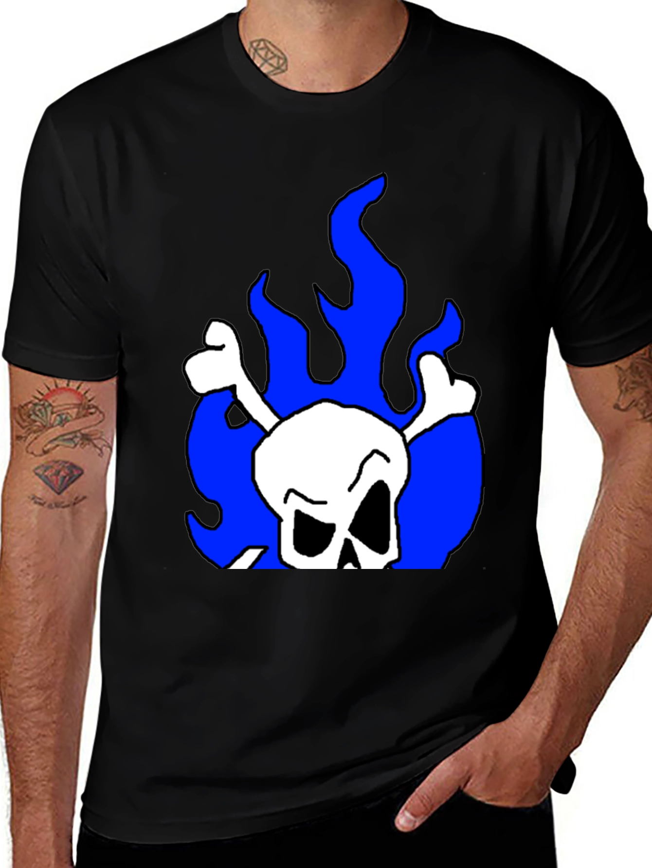 Variant 26 of Skull & Crossbones Flame Graphic Tee