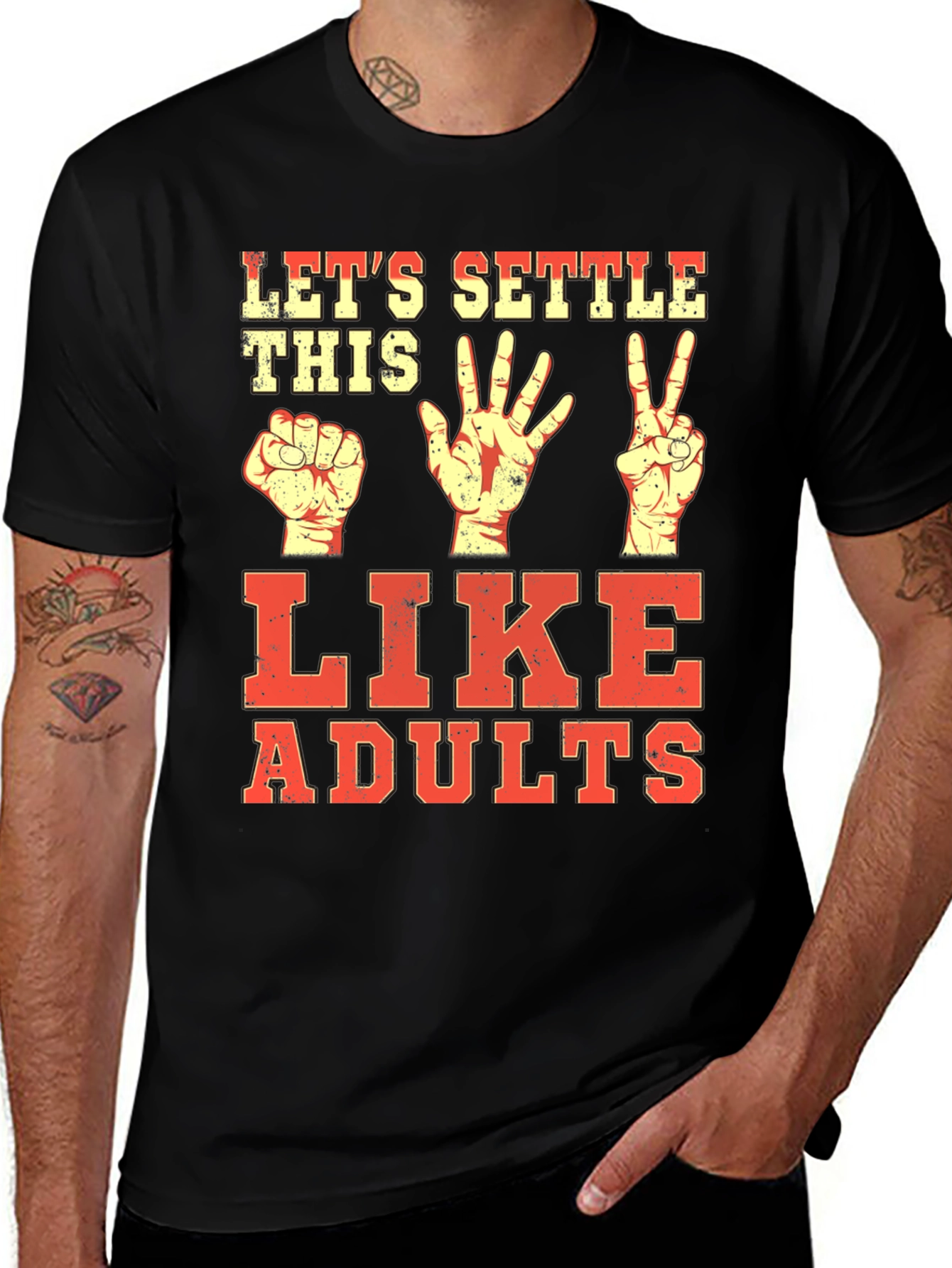 Variant 24 of Settle This Like Adults T-Shirt - Rock Paper Scissors