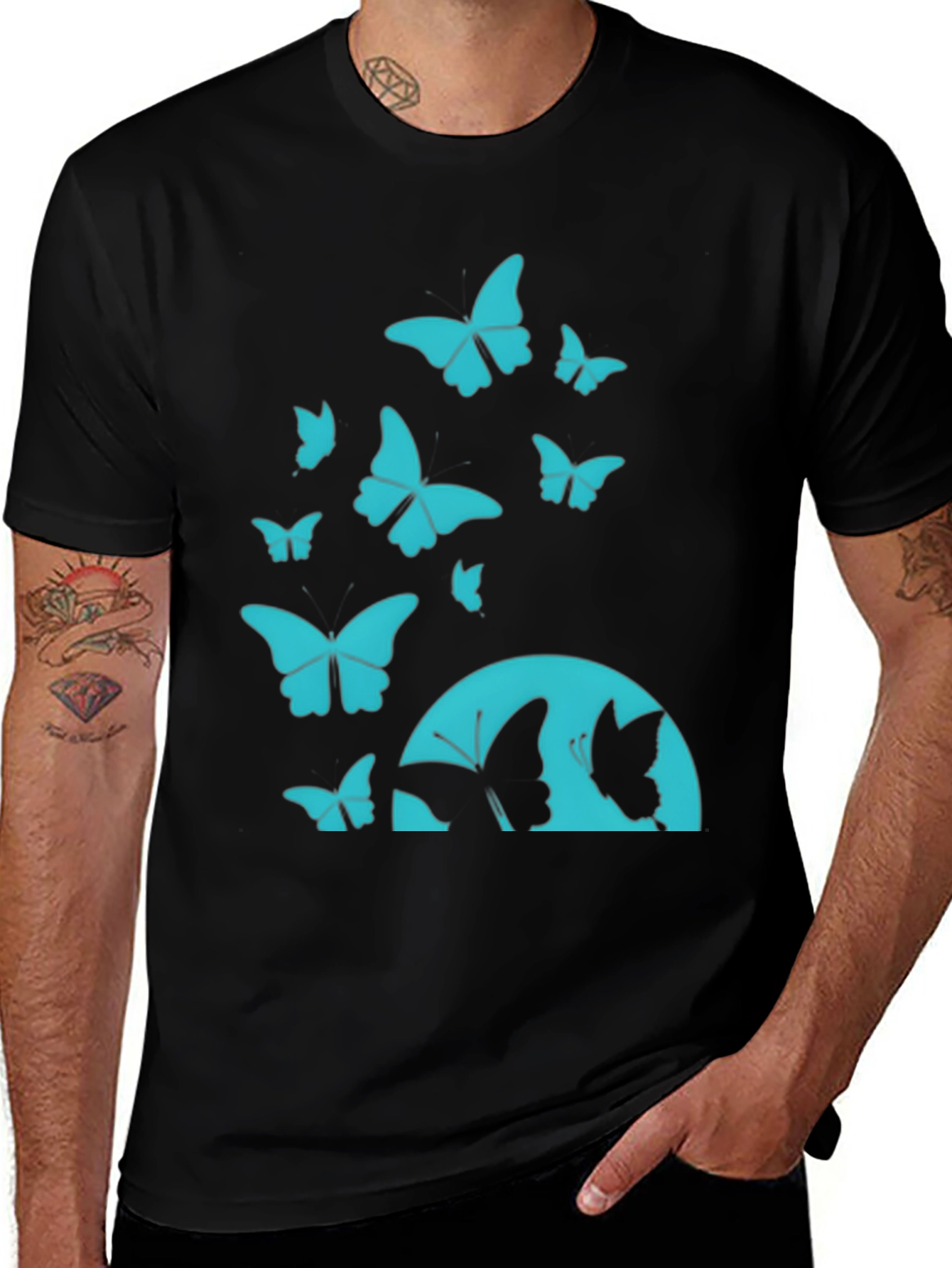 Variant 25 of Butterfly Graphic Black T-Shirt