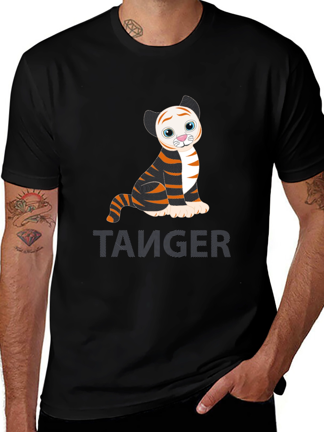 Variant 8 of Cute Tiger Graphic Tee - Trendy Black T-Shirt