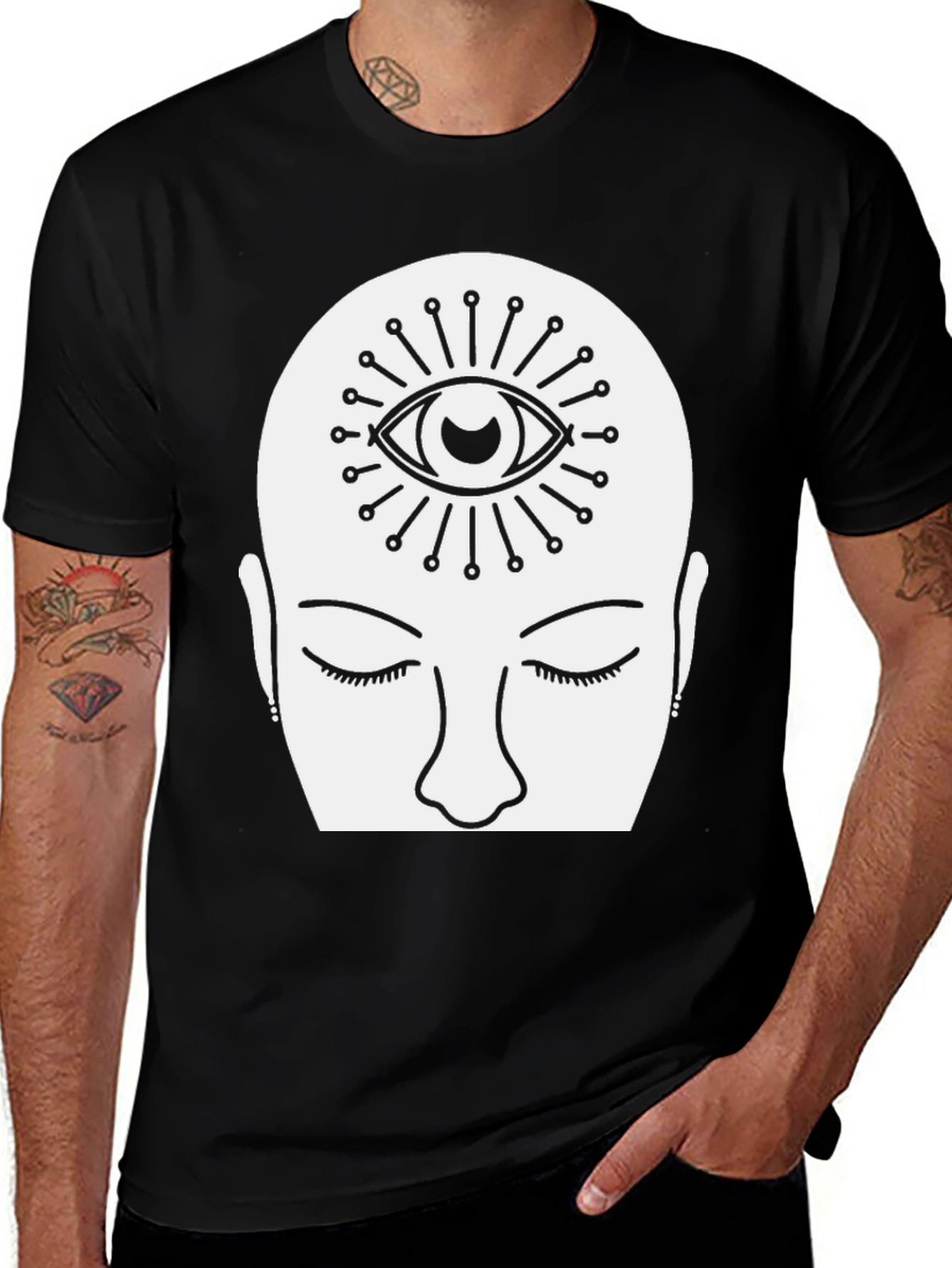Variant 23 of Third Eye Black T-Shirt - Meditative Mind Design