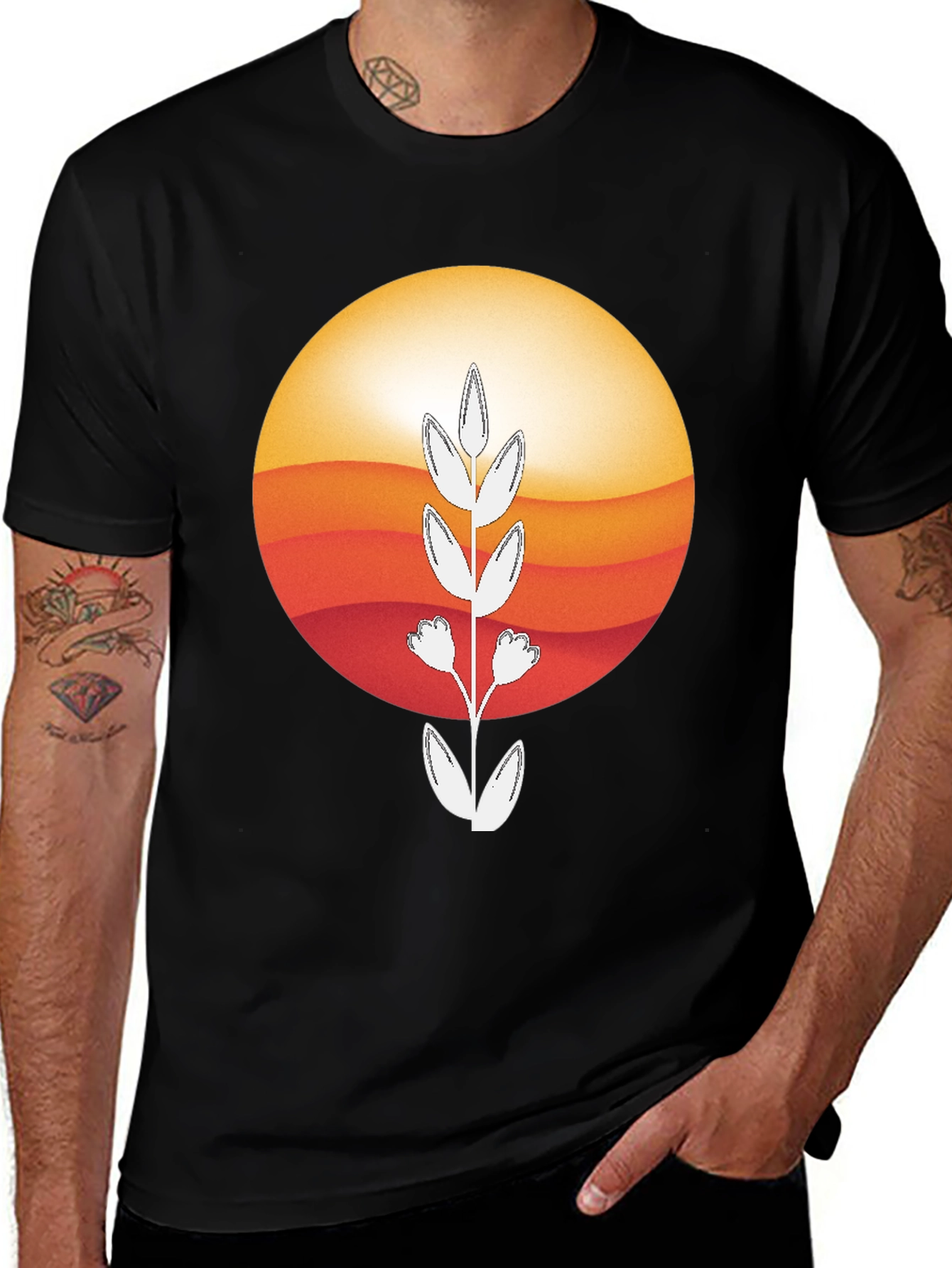 Variant 6 of Sunset Flower Graphic Tee - Stylish & Comfortable