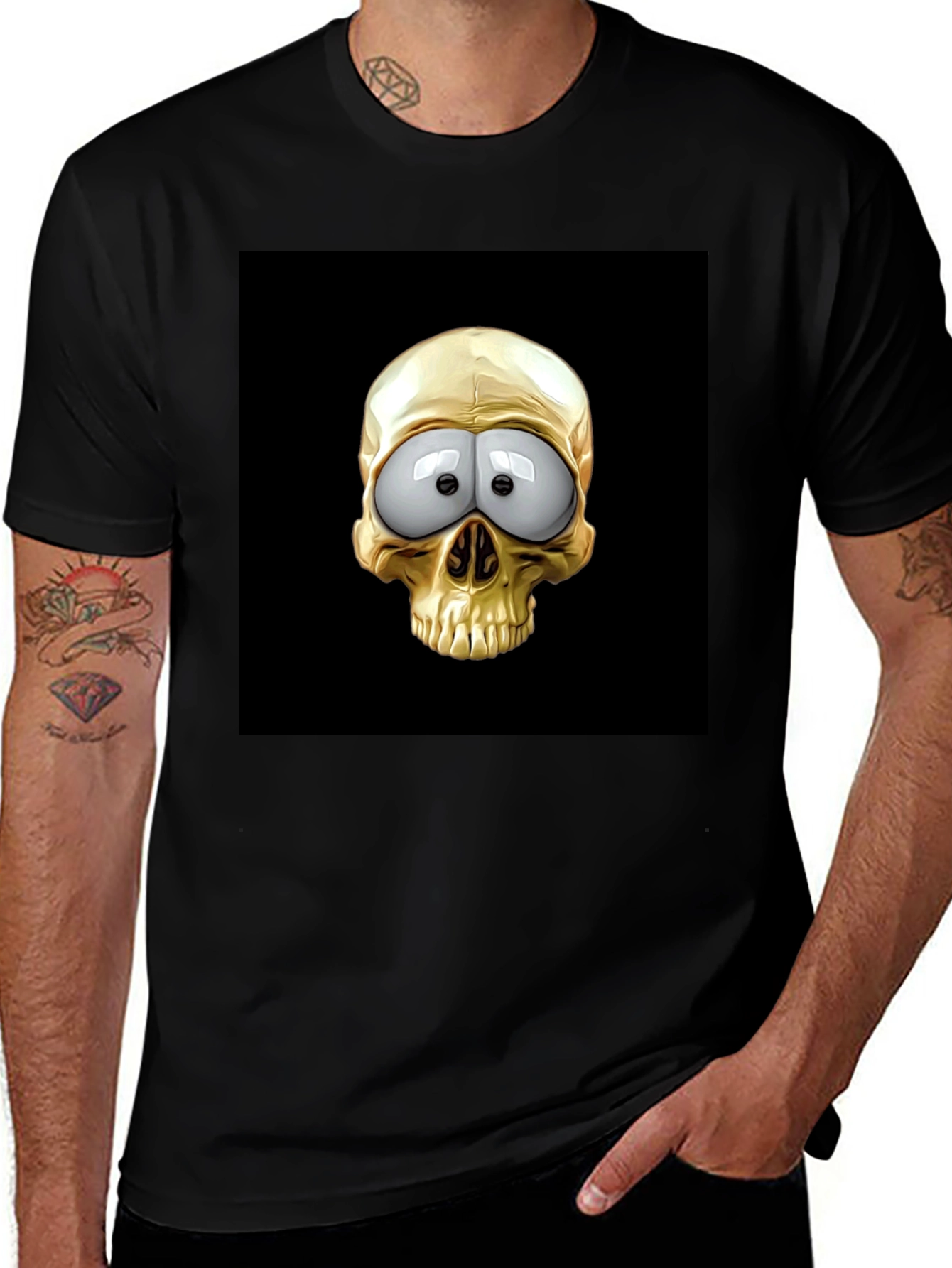 Variant 10 of Skull T-Shirt: Googly Eyes Gold Cartoon Skull