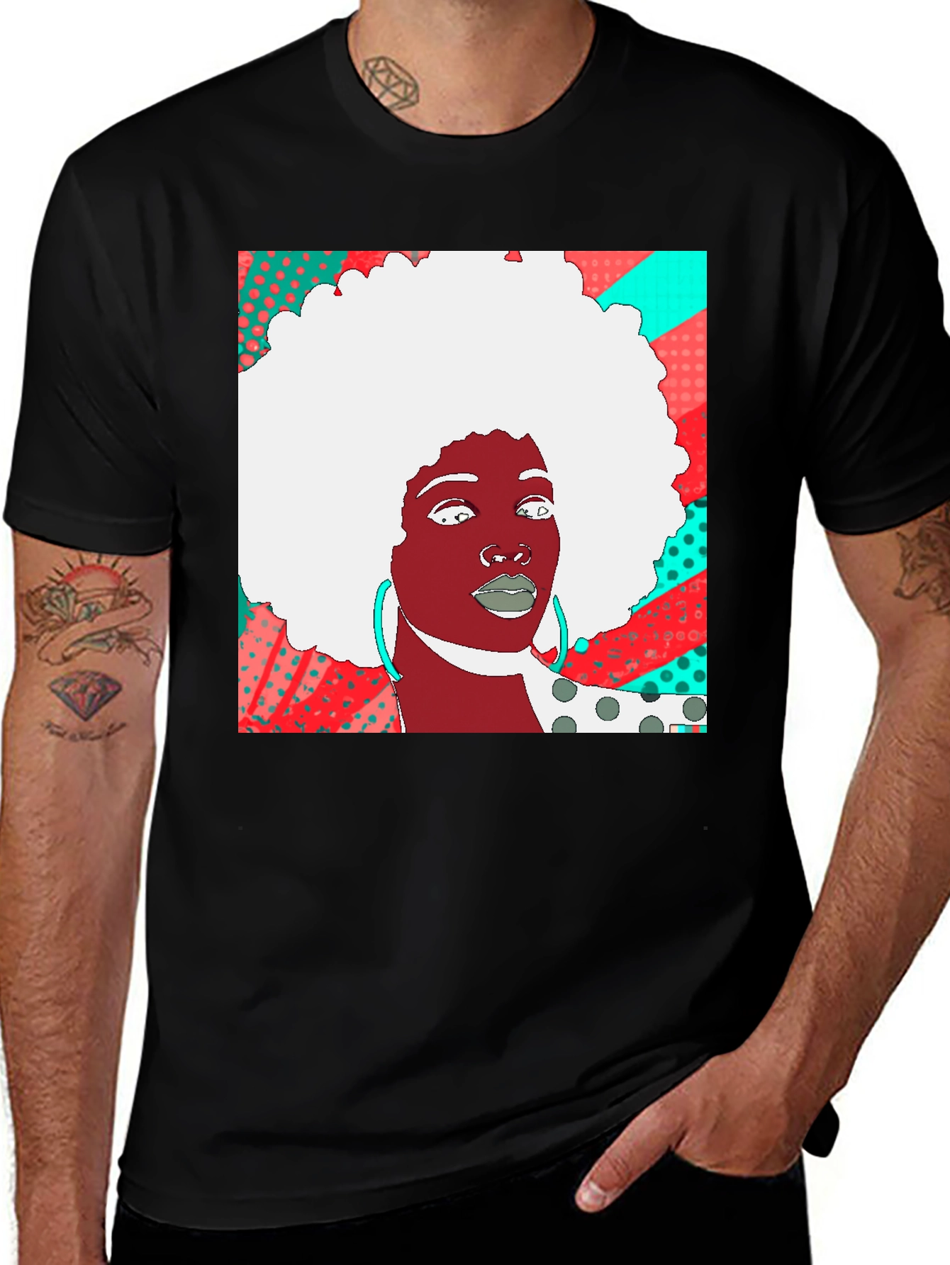 Funky Afro Graphic T-Shirt - Black