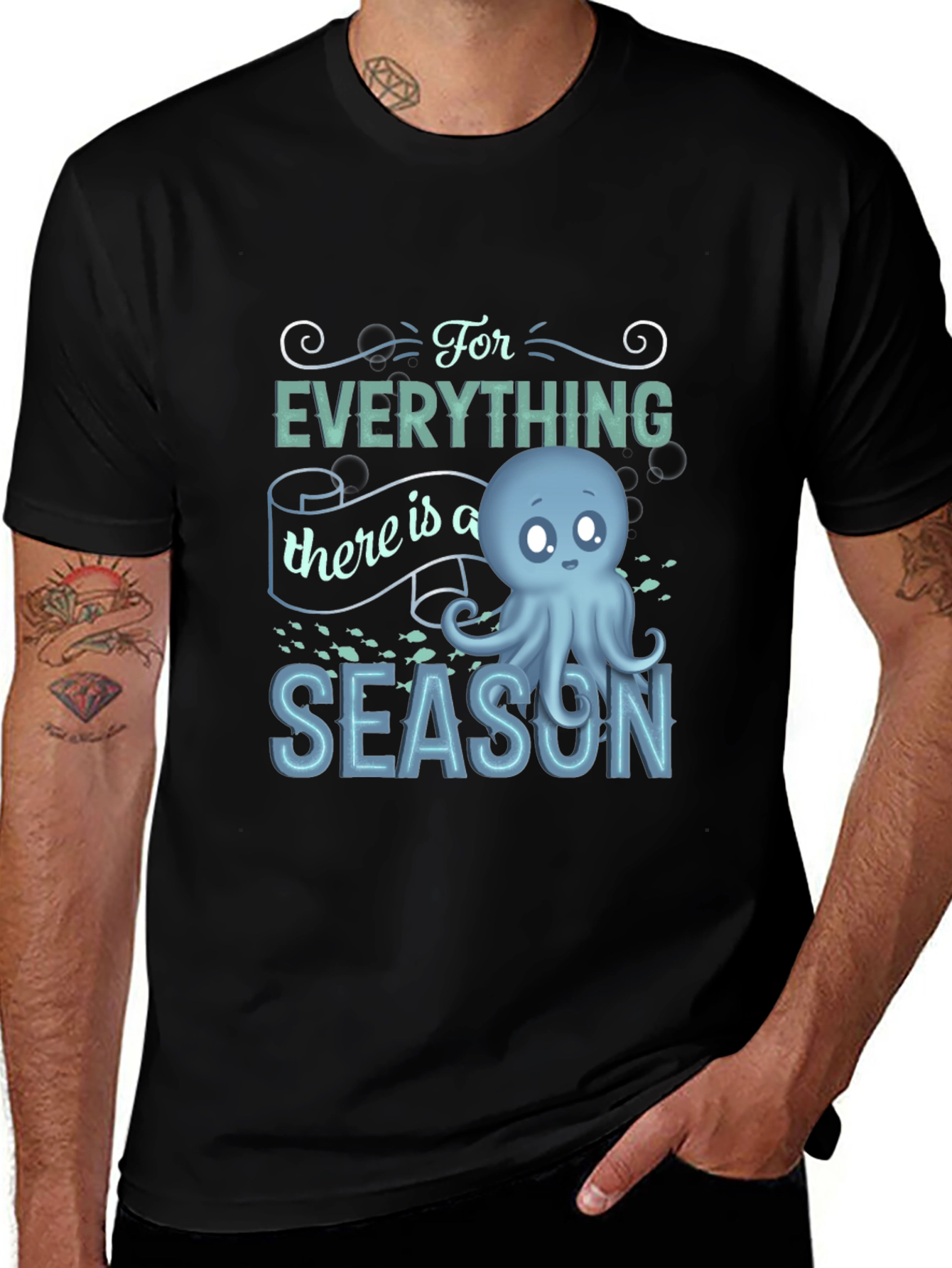 Variant 25 of Everything Season Octopus Black T-Shirt