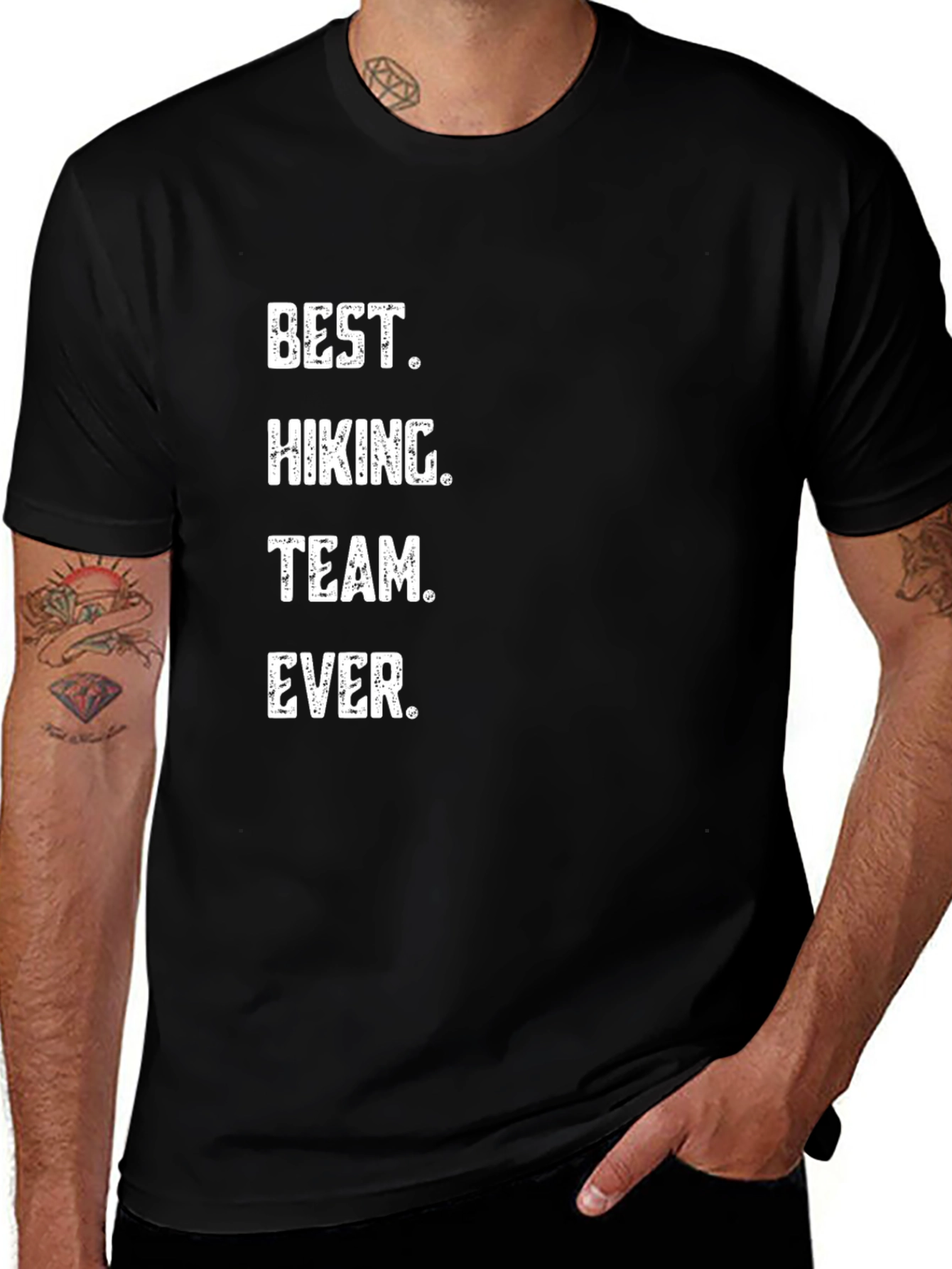 Variant 23 of Best Hiking Team Ever Black Crew Neck T-Shirt
