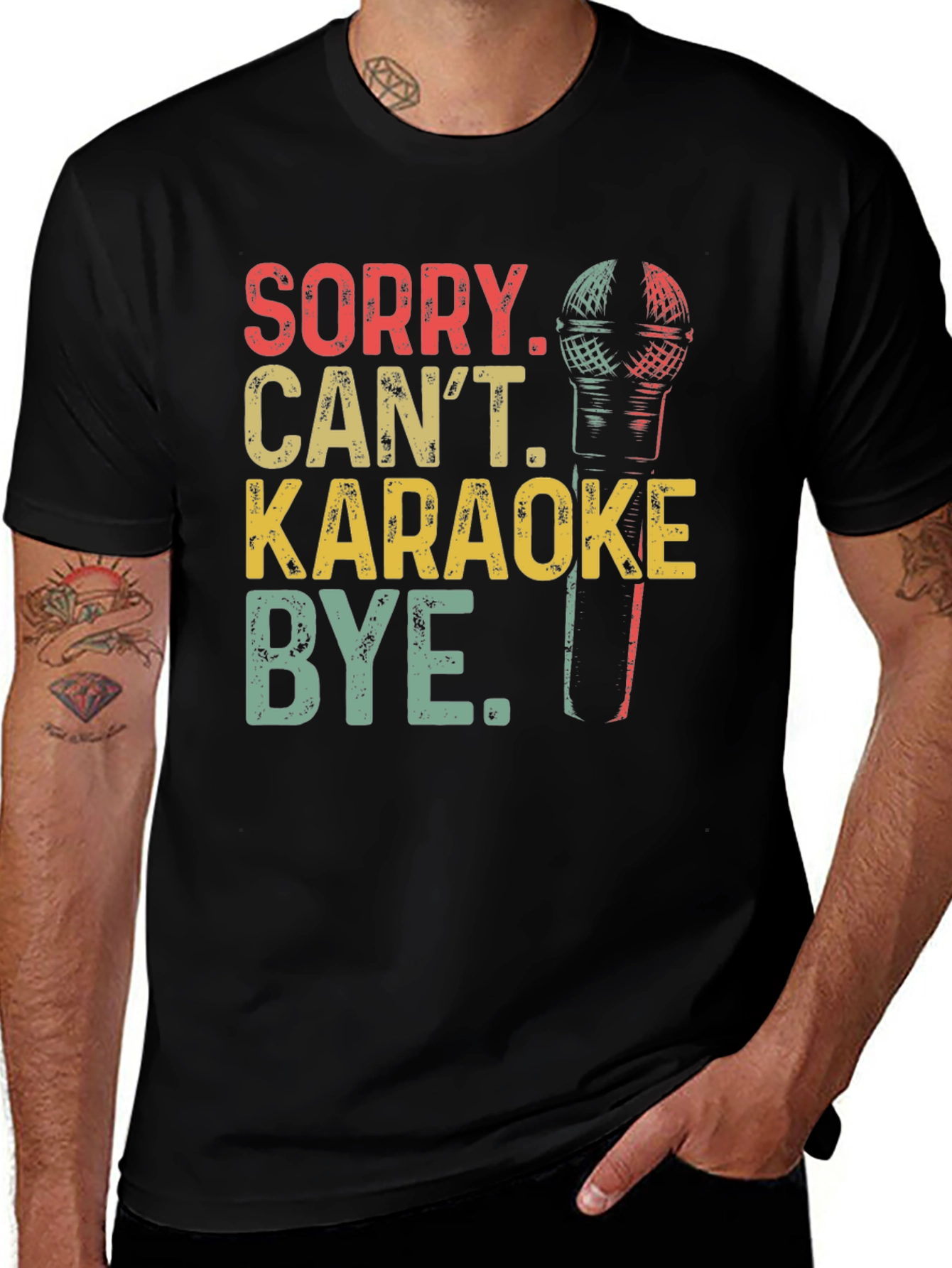Black Sorry Can't Karaoke T-Shirt main image
