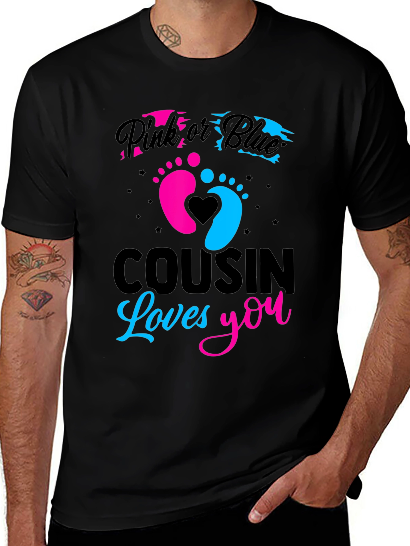 Variant 28 of Pink or Blue Cousin Loves You Gender Reveal T-Shirt