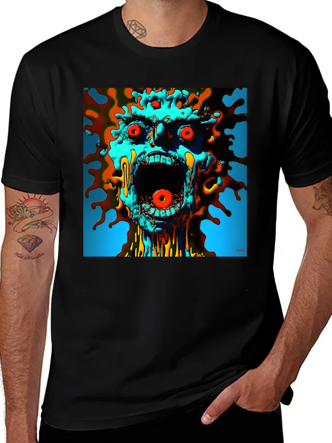 Variant 2 of Screaming Monster Graphic Tee - Abstract Art T-Shirt