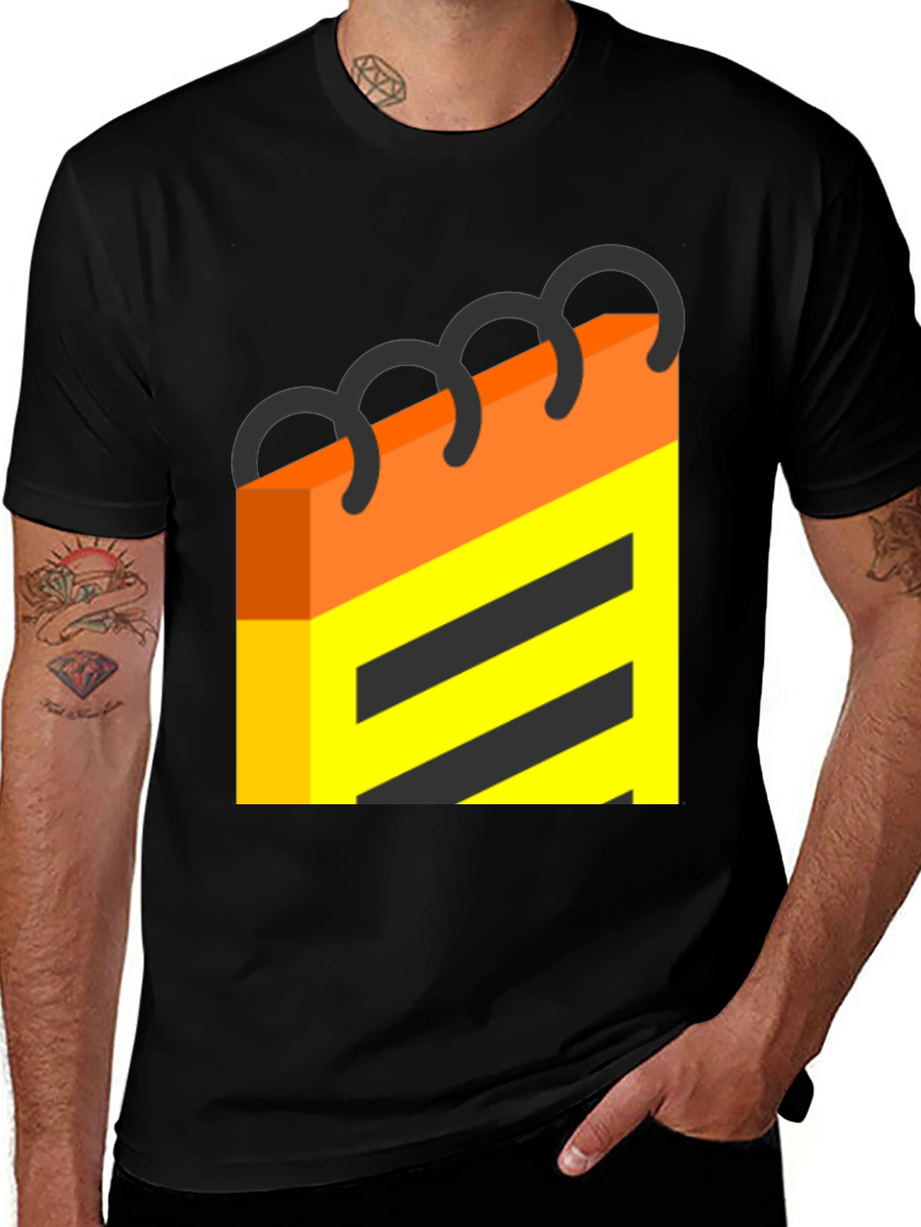 Variant 9 of Abstract Notebook Graphic Tee - Black Cotton T-Shirt
