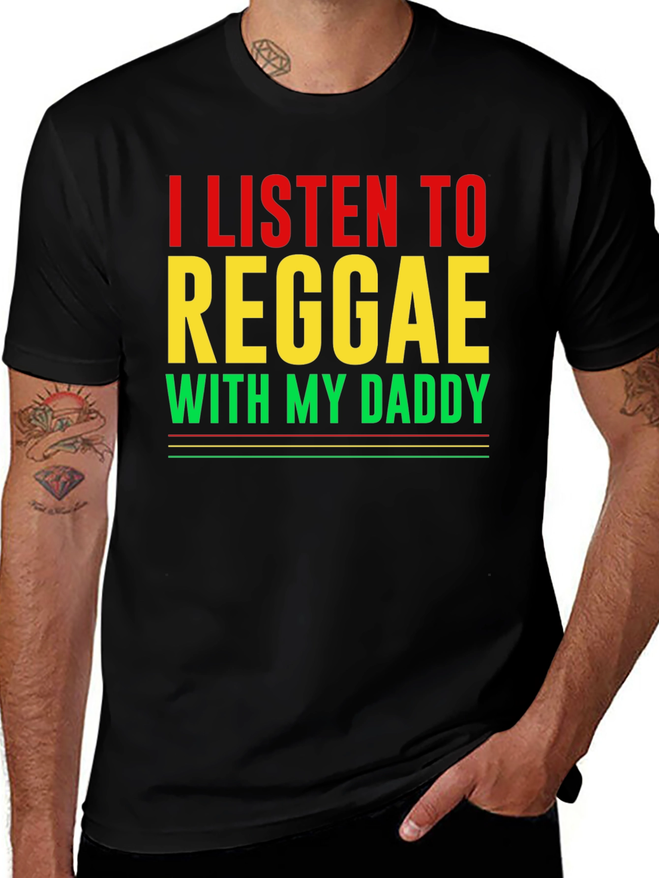 Variant 21 of Reggae Daddy T-Shirt - Black Cotton Tee