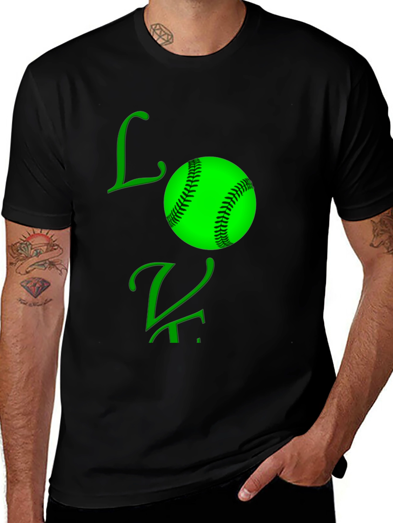 Variant 9 of Love Baseball Black T-Shirt