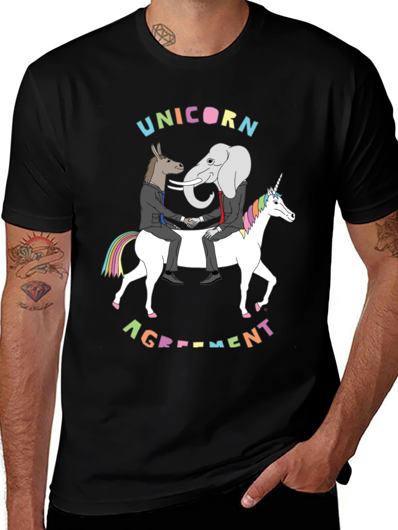 Variant 25 of Unicorn Agreement Political Cartoon T-Shirt
