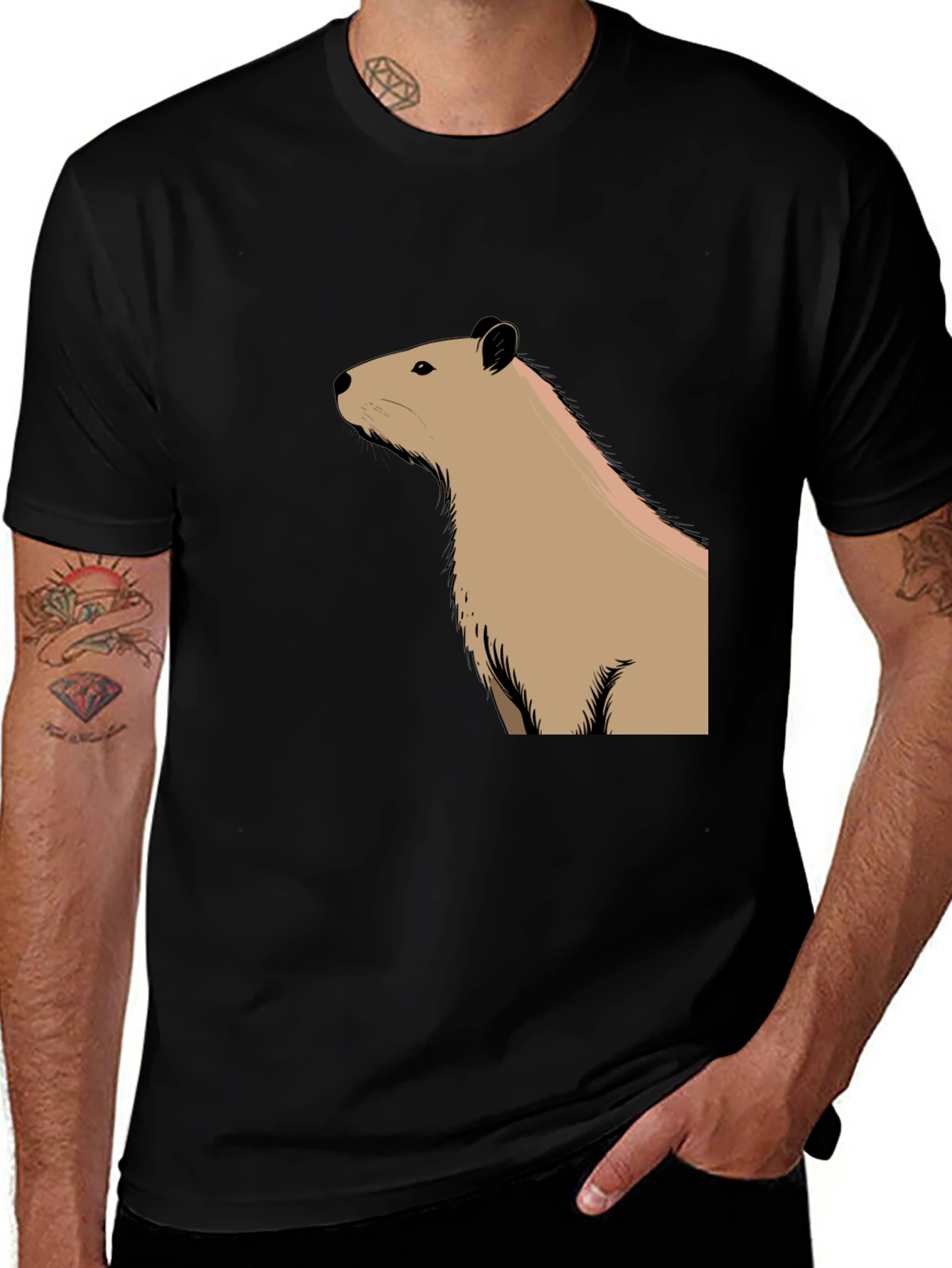 Variant 10 of Capybara Graphic Tee - Black Cotton T-Shirt