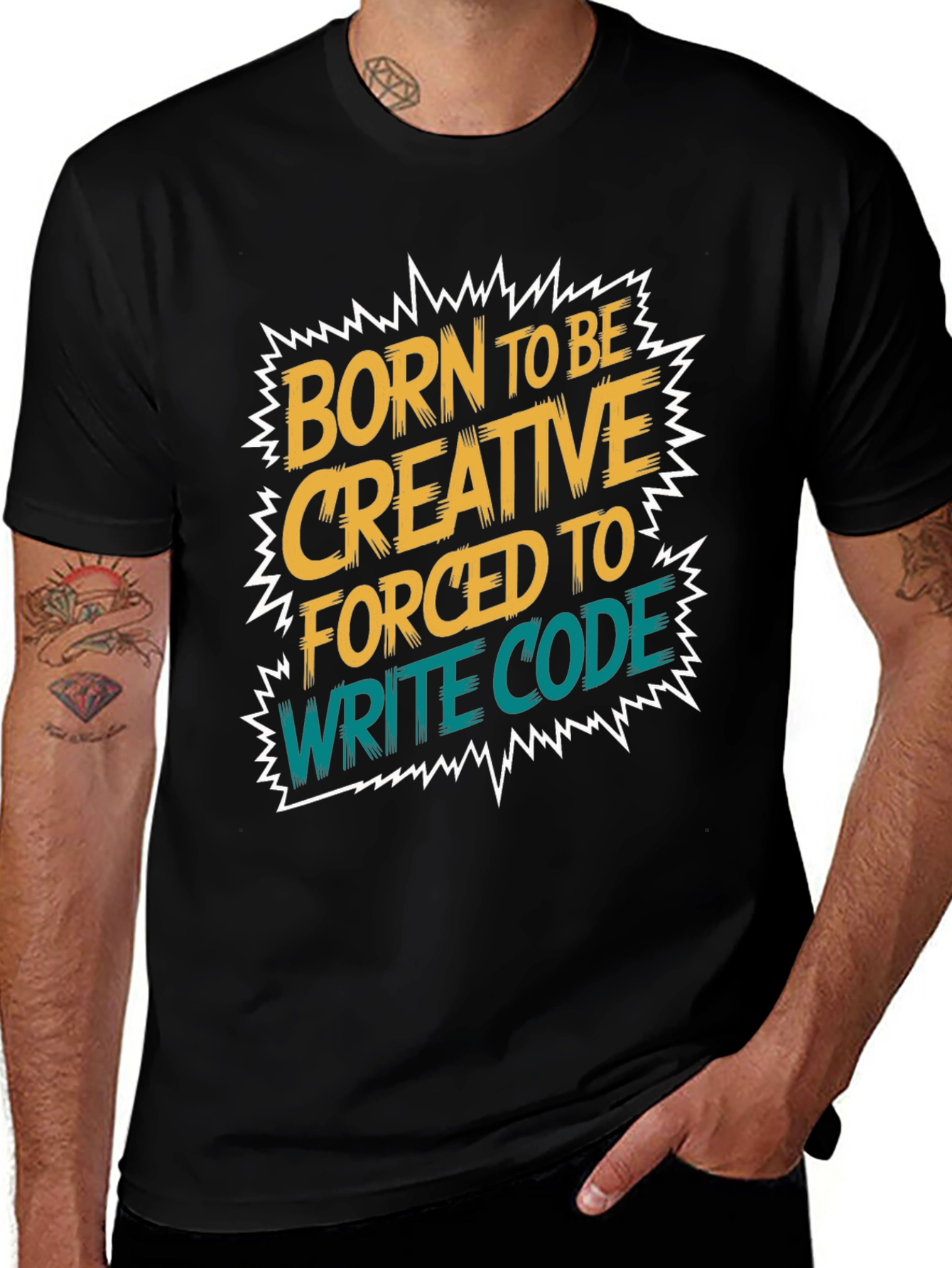 Black Born to Be Creative T-Shirt - Coding Humor main image