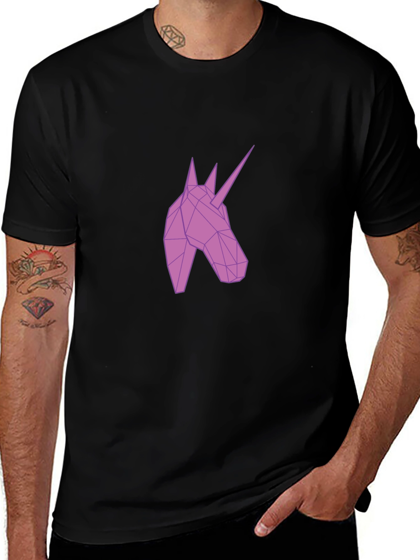 Variant 24 of Geometric Unicorn Tee - Stylish Black T-Shirt