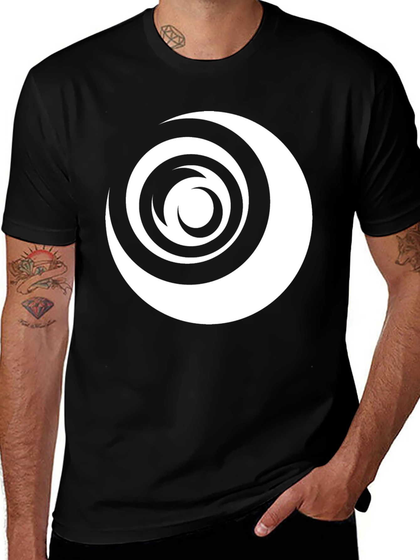 Variant 19 of Abstract Swirl Graphic Black T-Shirt - Modern Design