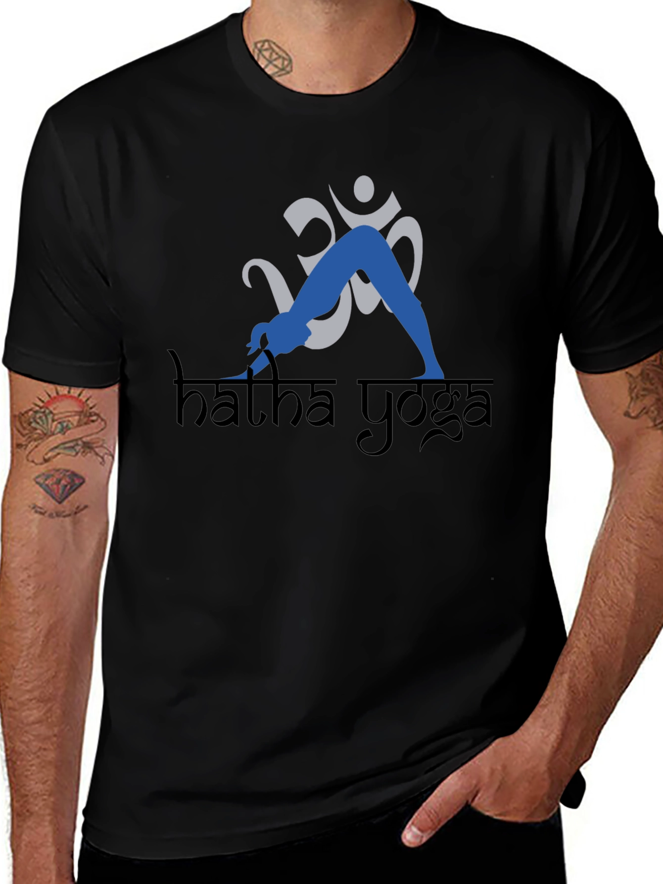 Variant 25 of Hatha Yoga Black T-Shirt with Om Symbol