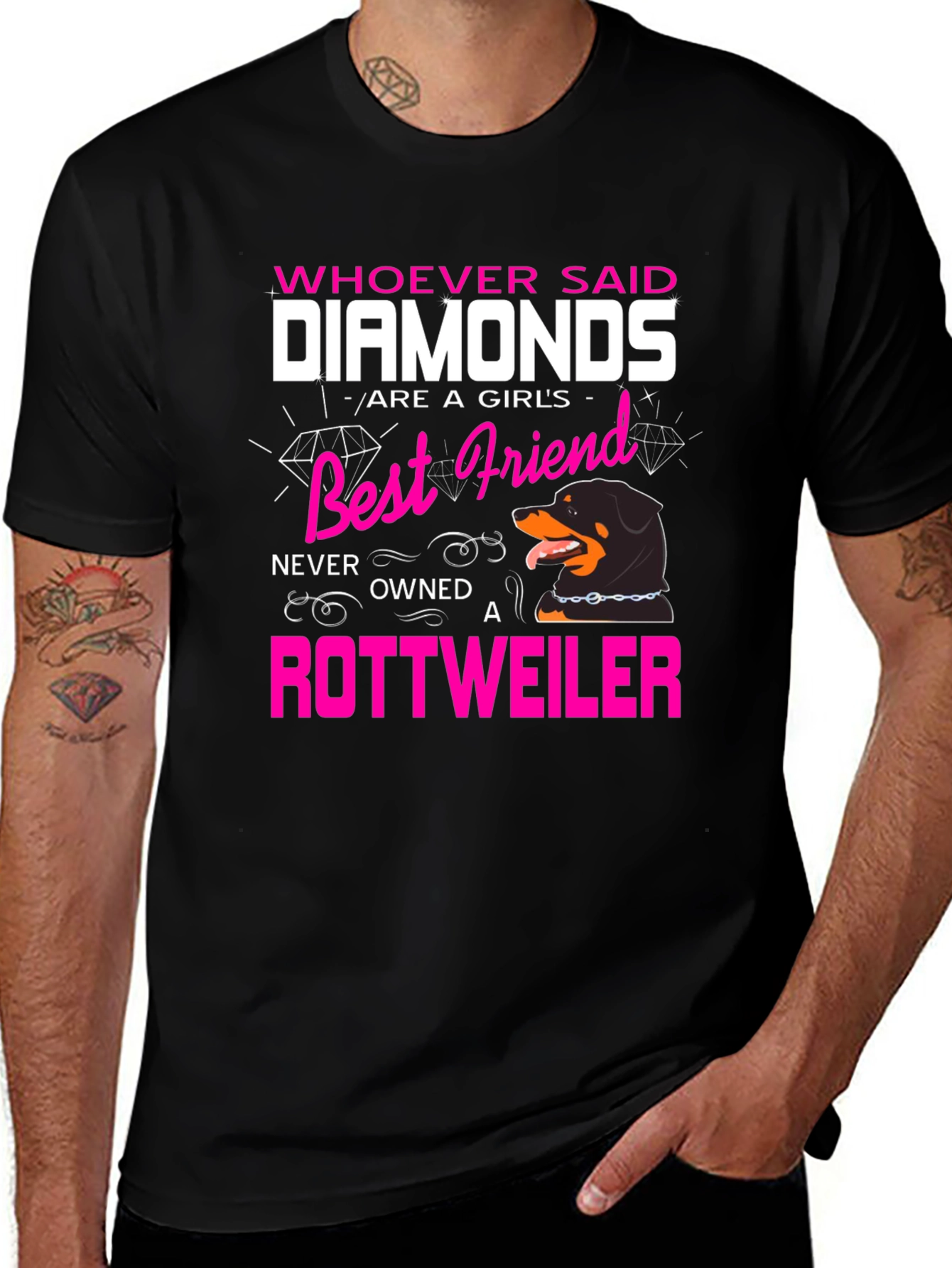 Diamonds vs. Rottweiler Graphic Tee - Dog Lover T-Shirt