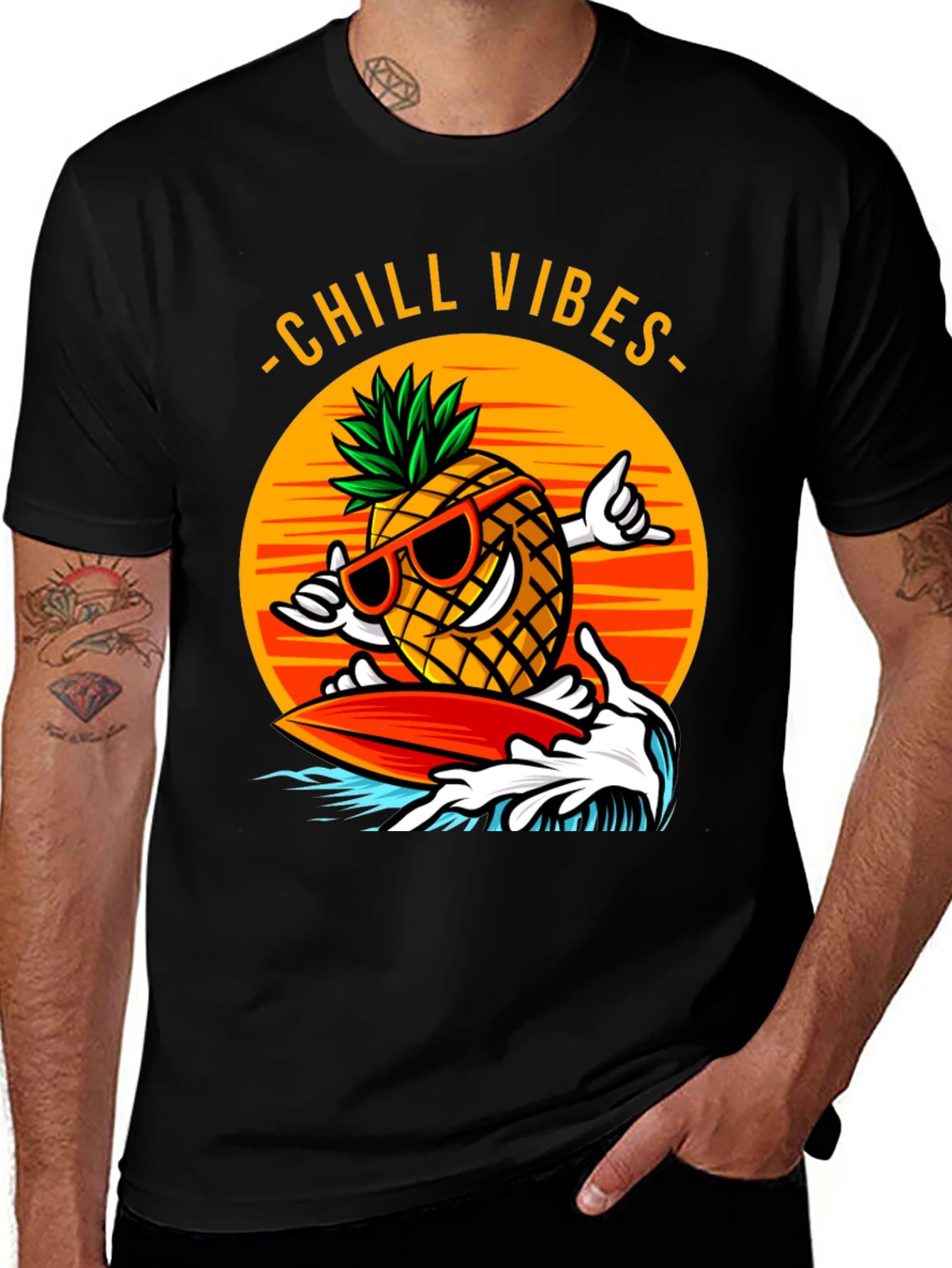 Chill Vibes Pineapple Surfing T-Shirt