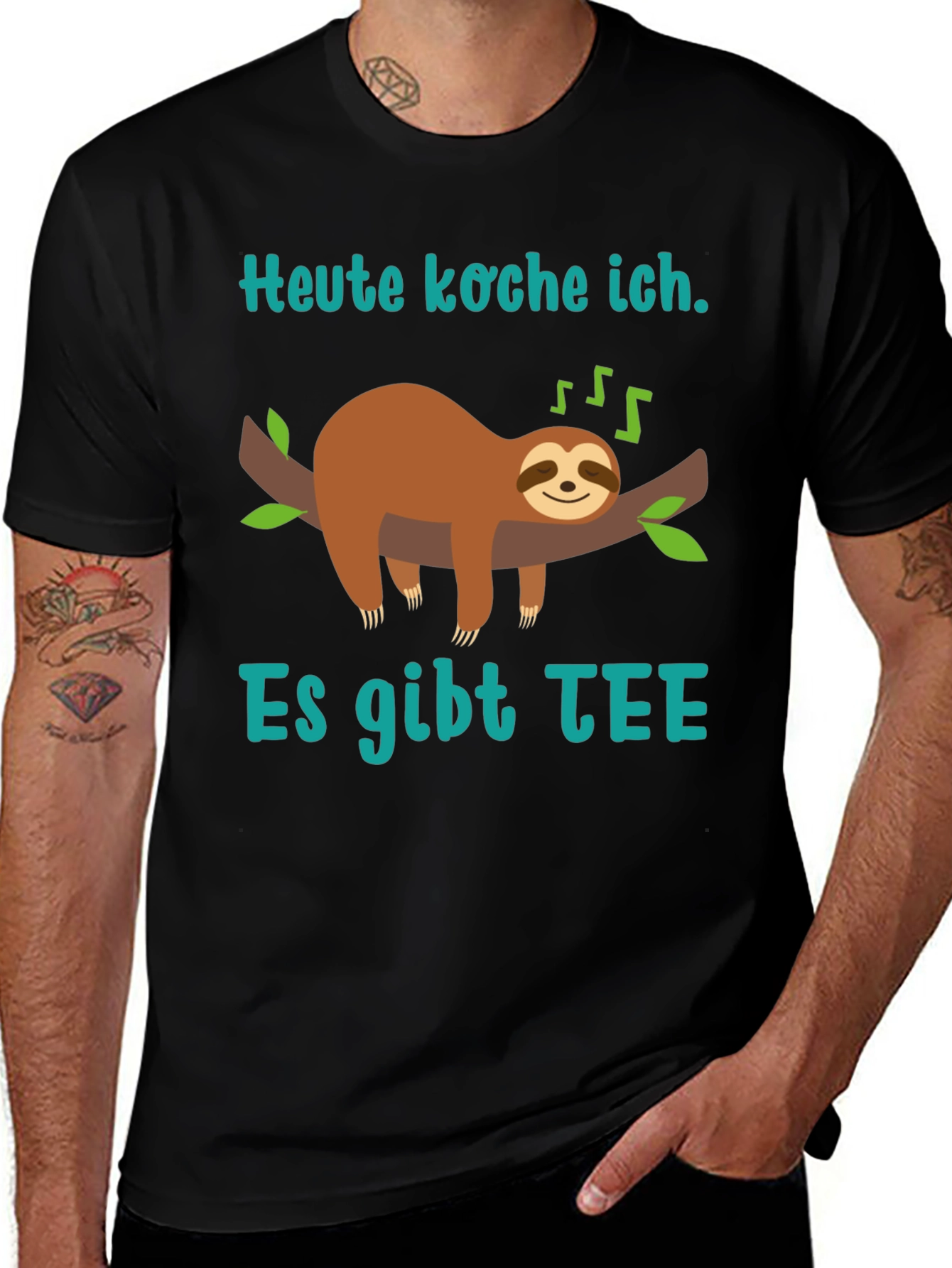 Variant 3 of Funny Sloth T-Shirt: "Heute koche ich. Es gibt Tee"