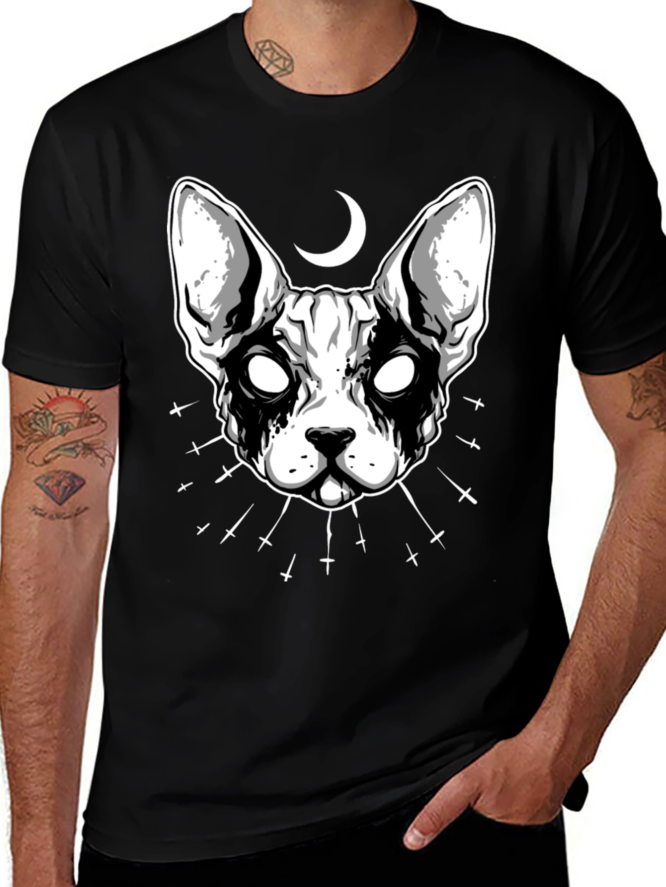 Variant 16 of Gothic Cat T-Shirt - Dark Moon Graphic Tee