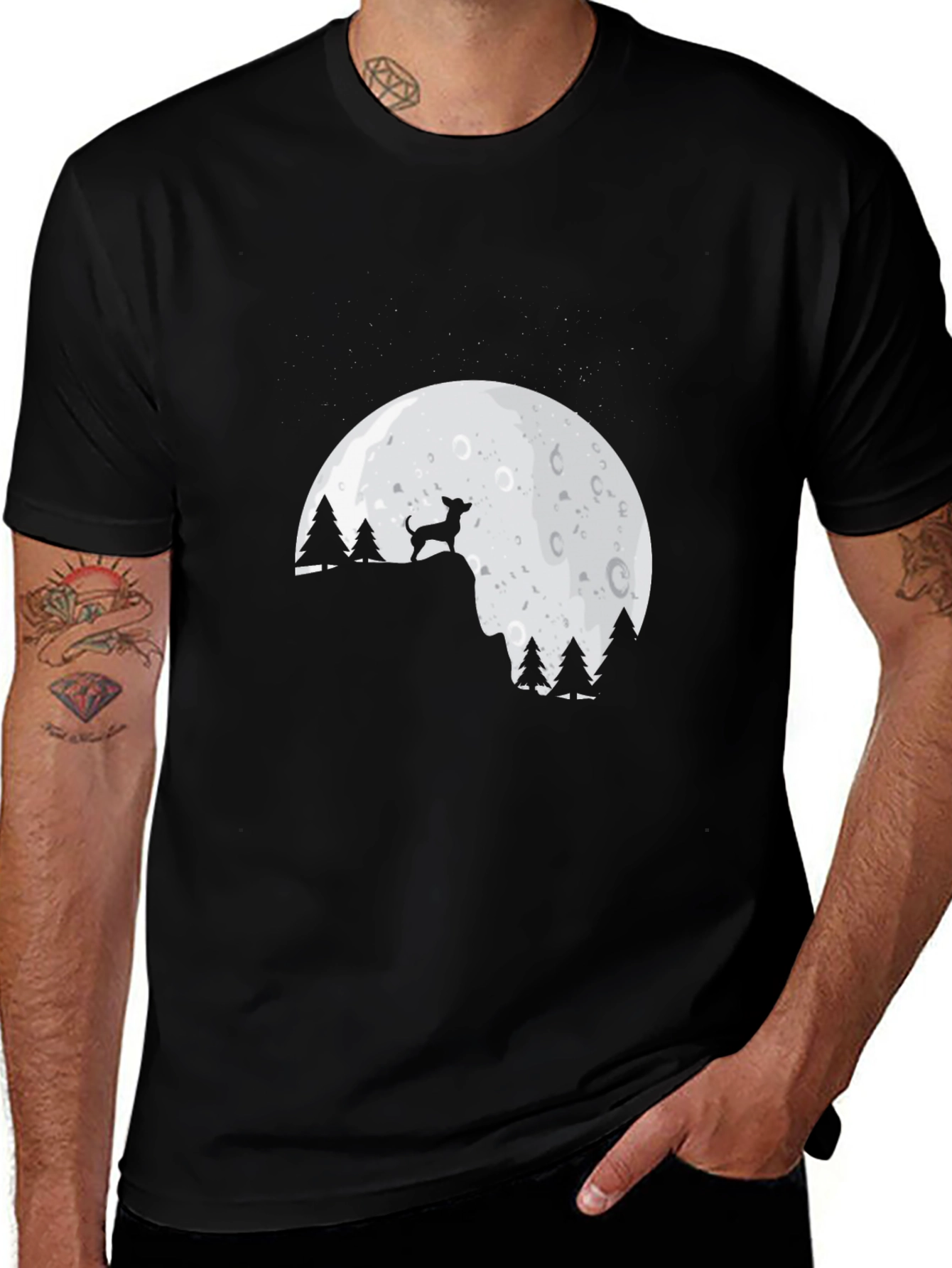 Variant 7 of Dog Moon T-Shirt - Cute Canine Silhouette Tee