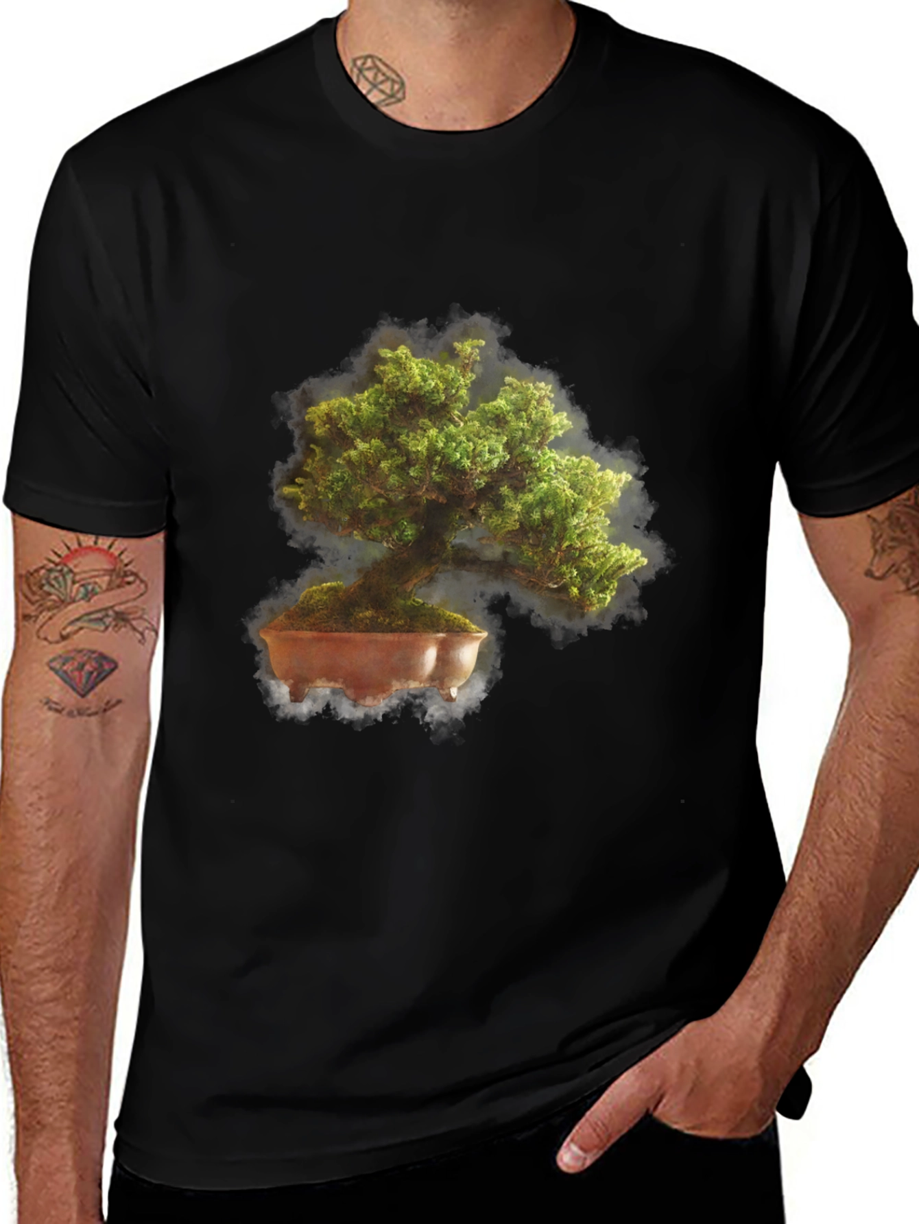 Variant 10 of Bonsai Tree Graphic Tee - Unique Nature-Inspired Design