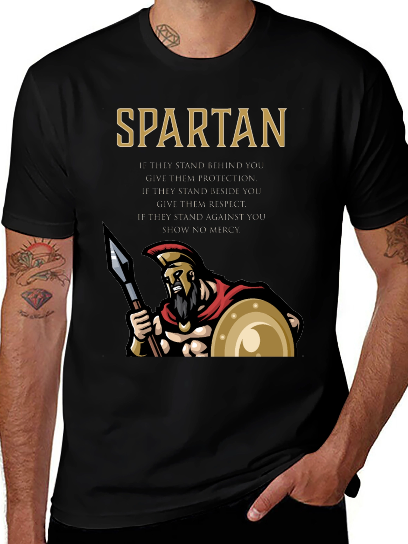 Spartan Warrior Graphic Tee - Protection & Respect