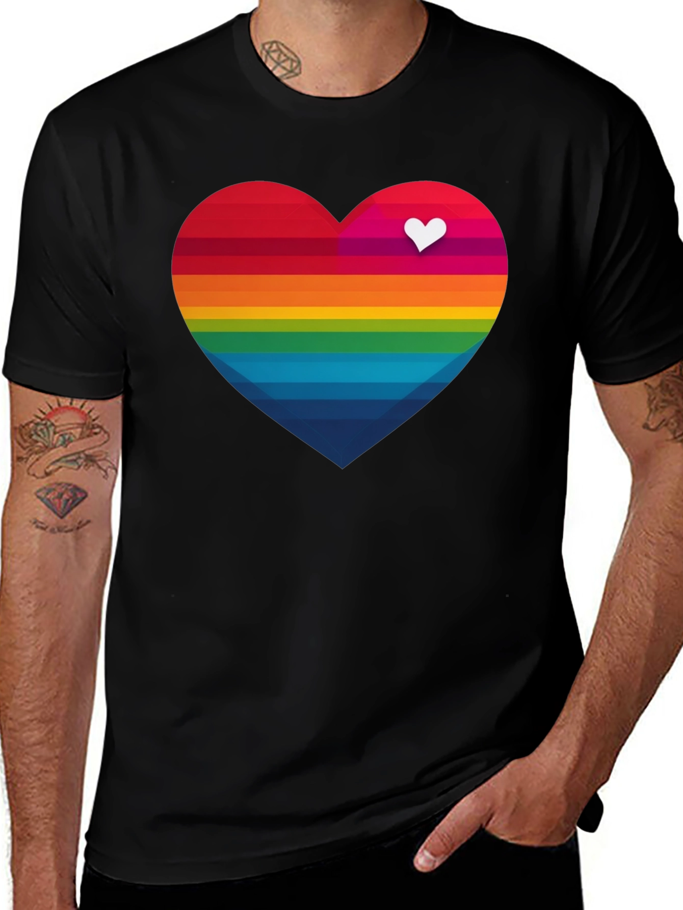 Variant 12 of Rainbow Heart Graphic Tee - Love Wins