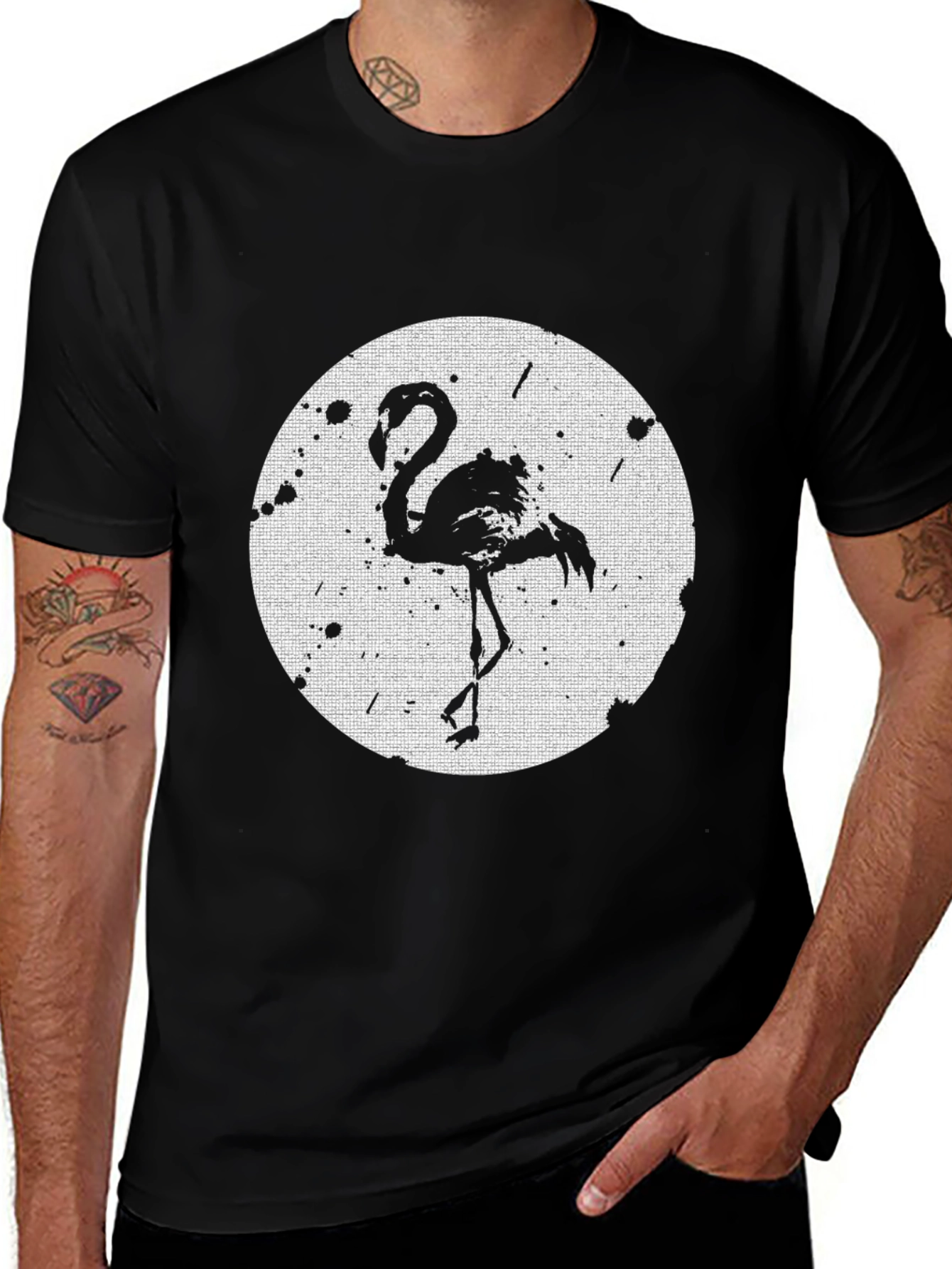 Variant 16 of Flamingo Graphic Tee - Black Cotton T-Shirt
