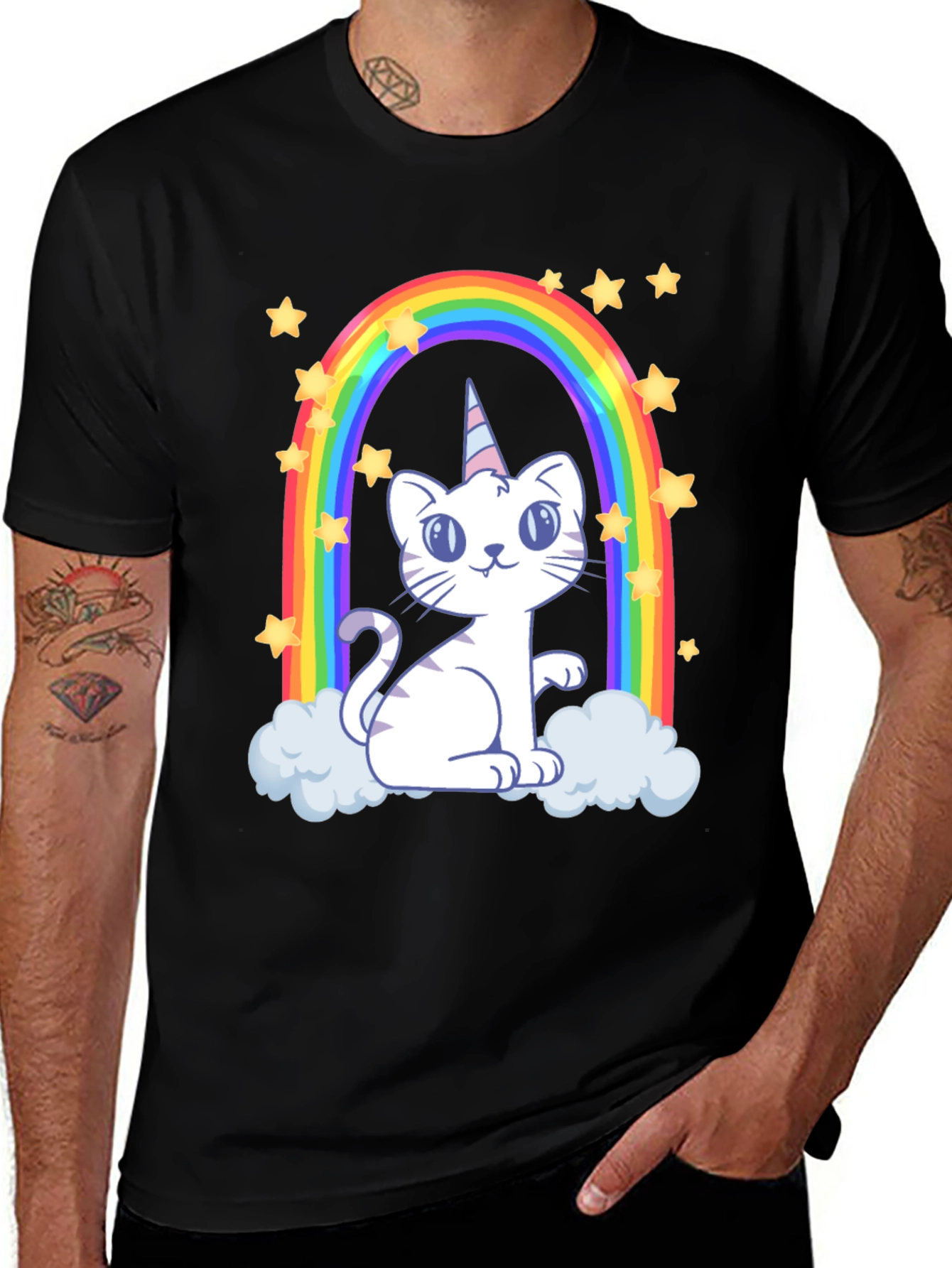 Variant 9 of Unicorn Cat Rainbow Graphic Tee