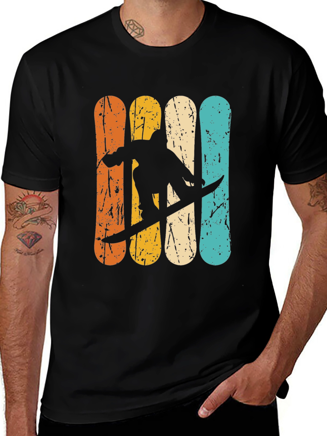 Variant 30 of Retro Snowboarder Graphic T-Shirt - Black