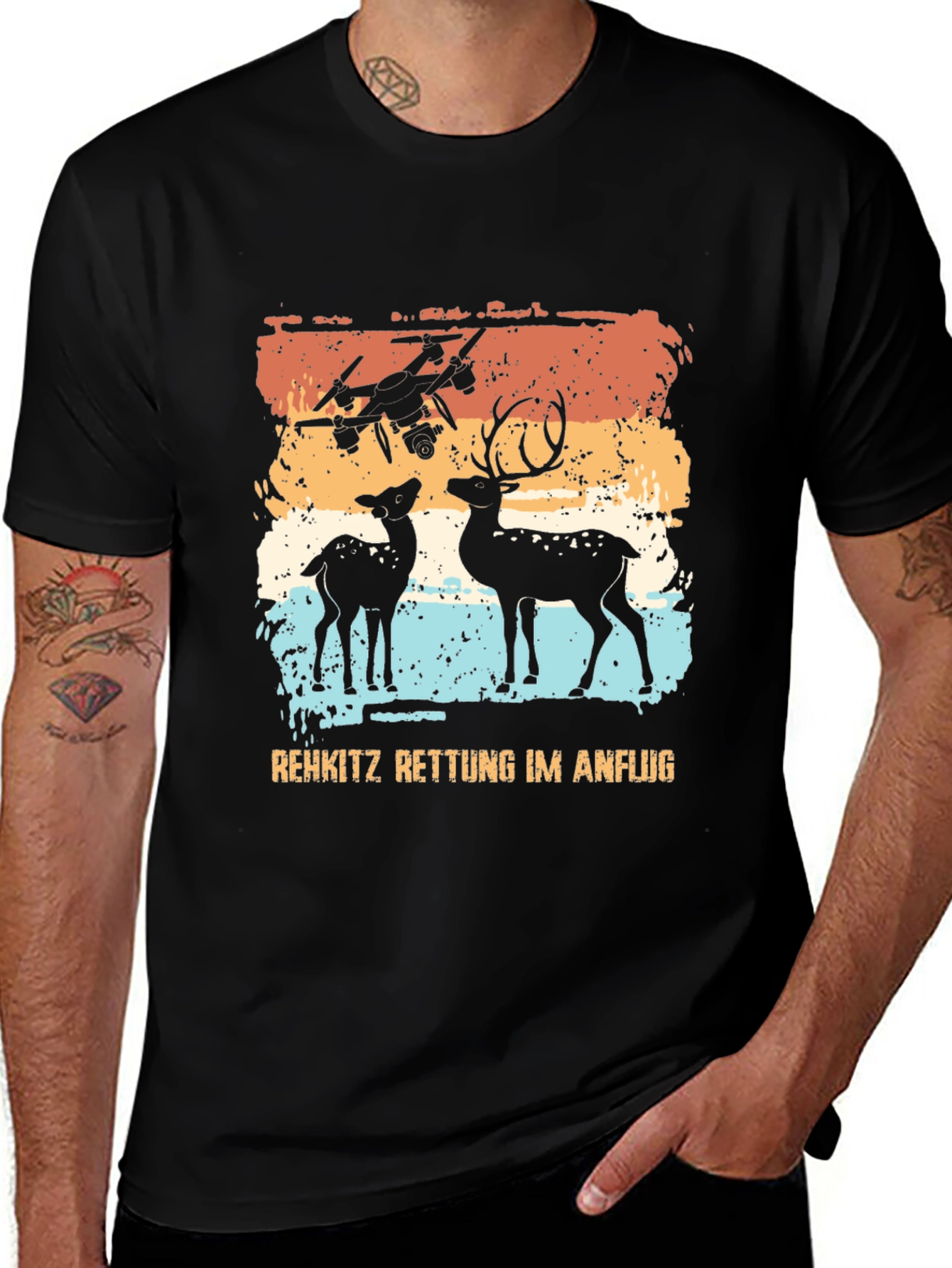 Variant 17 of Deer Rescue Drone T-Shirt - Wildlife Conservation Tee