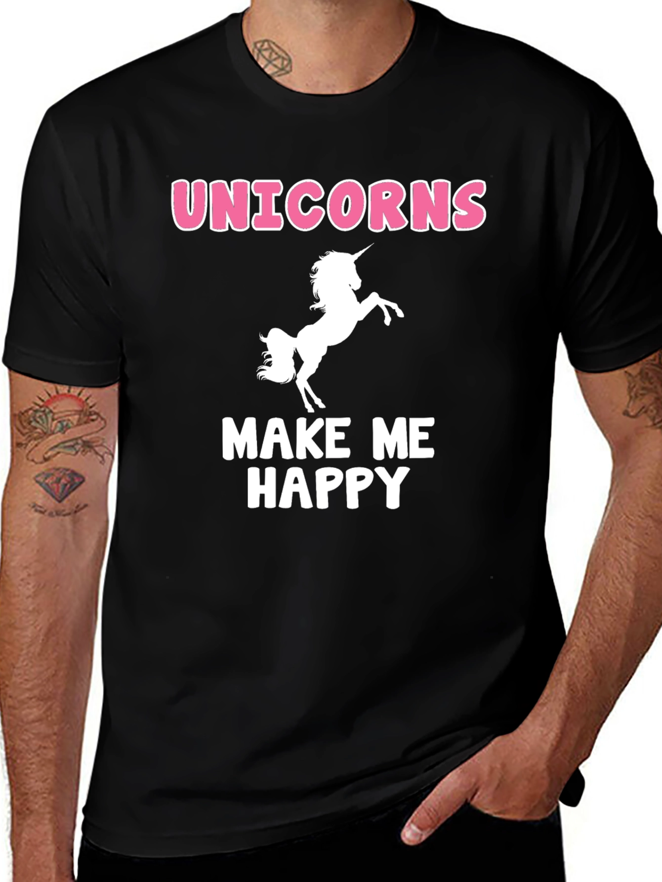 Variant 12 of Unicorns Make Me Happy Black T-Shirt