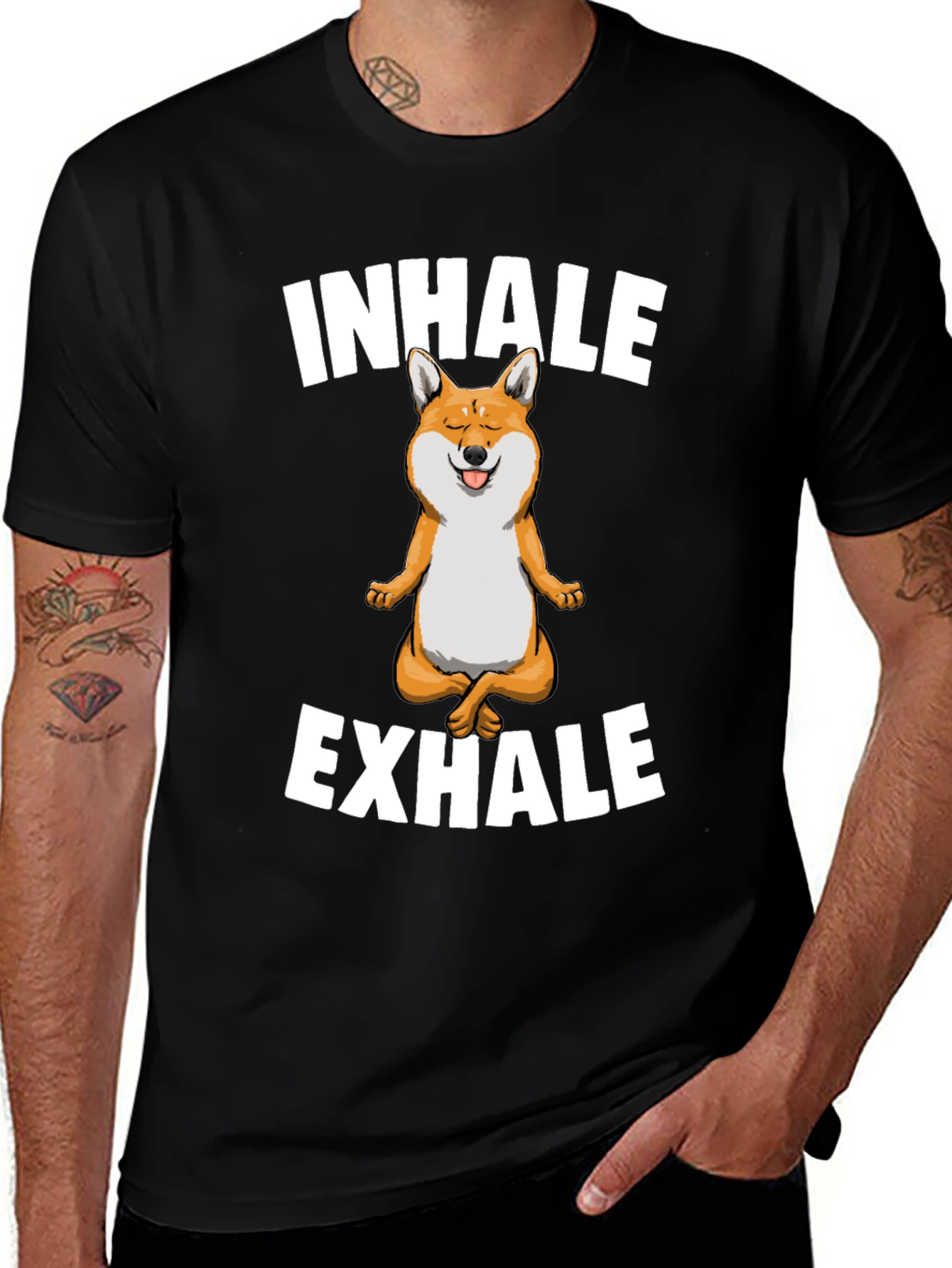 Variant 17 of Inhale Exhale Shiba T-Shirt