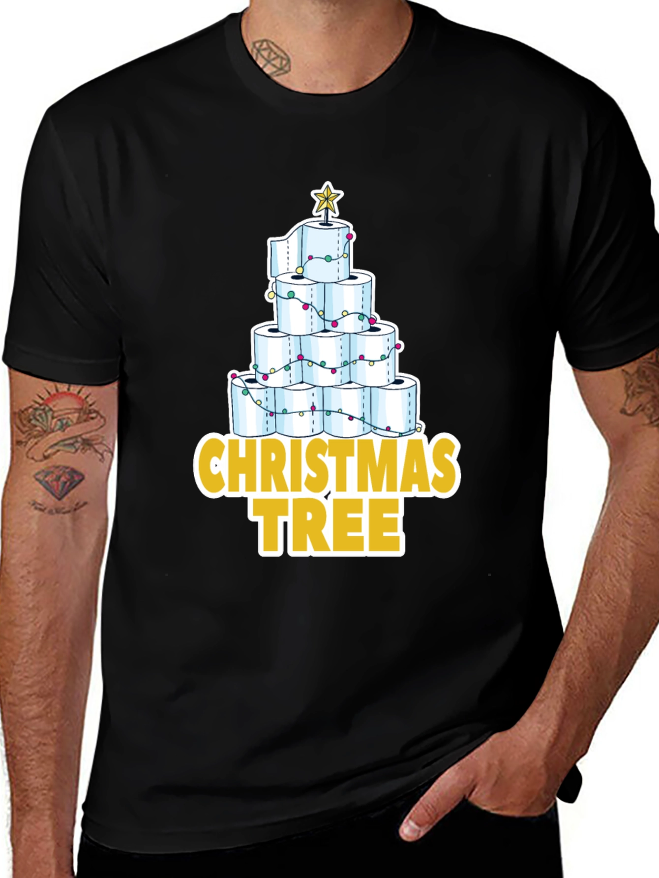 Toilet Paper Christmas Tree T-Shirt Funny Holiday Tee