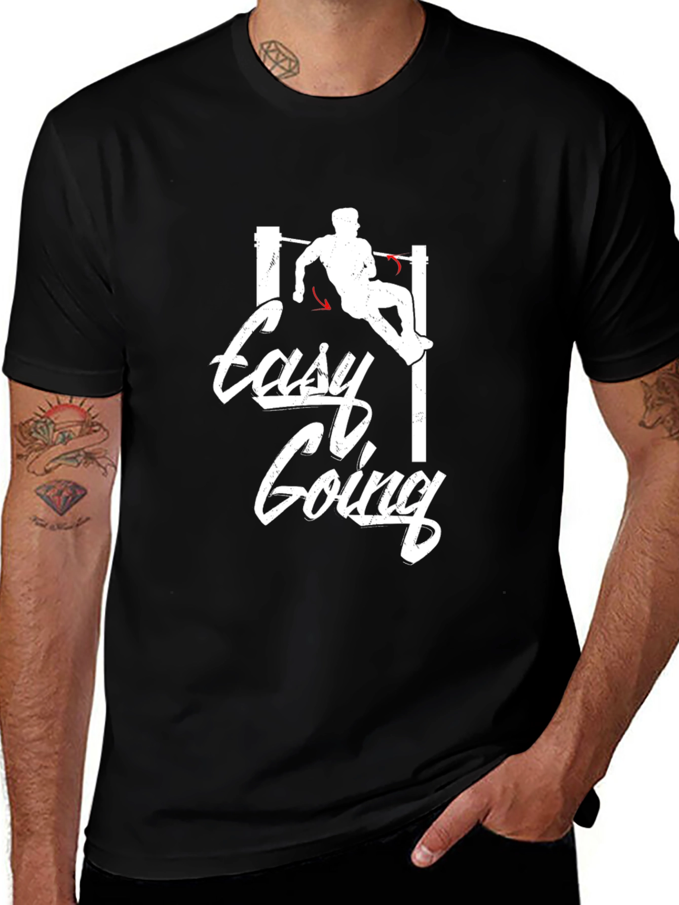 Variant 20 of Easy Going Workout Tee - Black Graphic T-Shirt