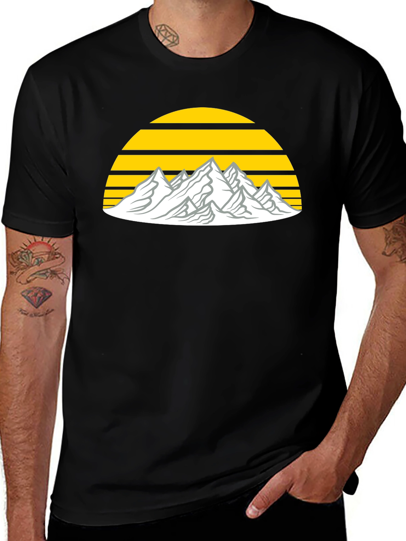 Variant 10 of Mountain Sunset Graphic Tee - Black Cotton Blend