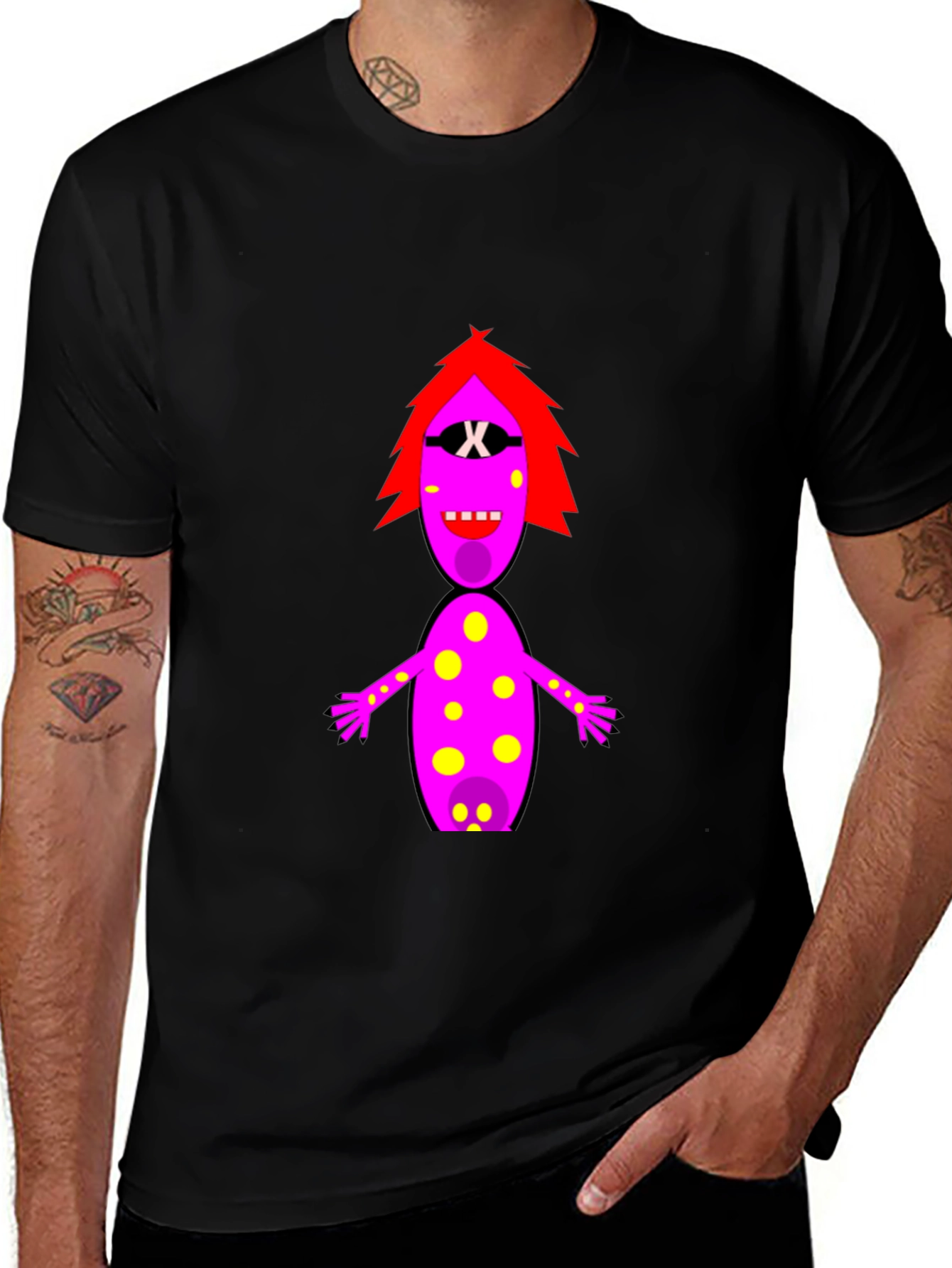 Variant 28 of Funny Monster Graphic Black T-Shirt