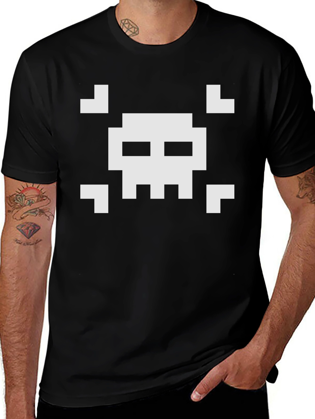 Variant 19 of Pixelated Skull T-Shirt - Retro Gaming Style