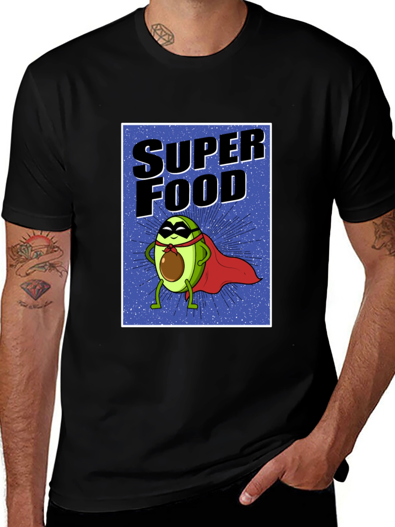 Variant 4 of Super Food Avocado T-Shirt - Novelty Superhero Tee