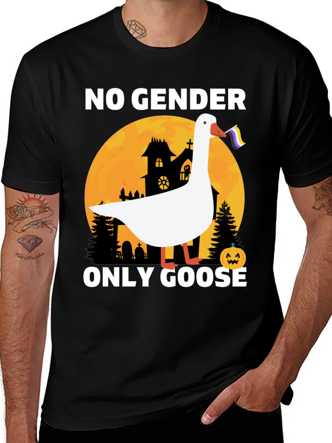 Variant 21 of No Gender Only Goose T-Shirt Halloween Nonbinary Pride