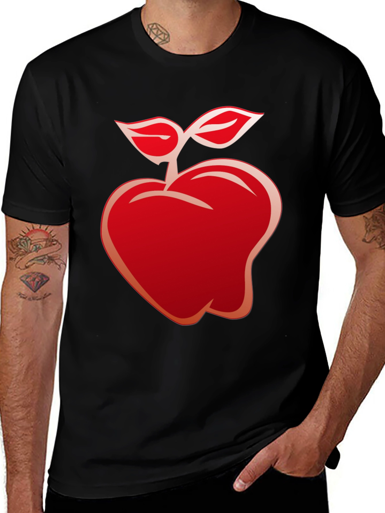 Variant 5 of Red Apple Graphic Black T-Shirt